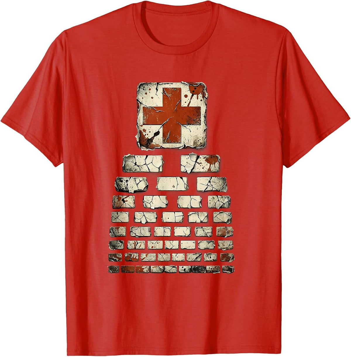 Men's School Nurse Eye Chart Graphic Design T-Shirt - Red