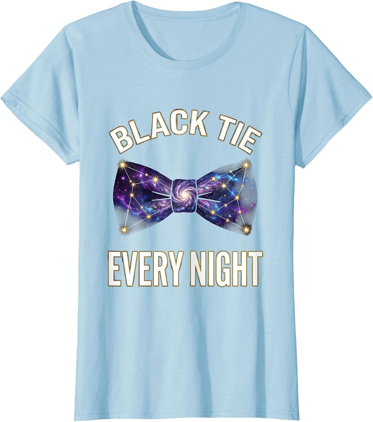 Black Tie Every Night Tuxedo Graphic Design T-Shirt - Baby Blue