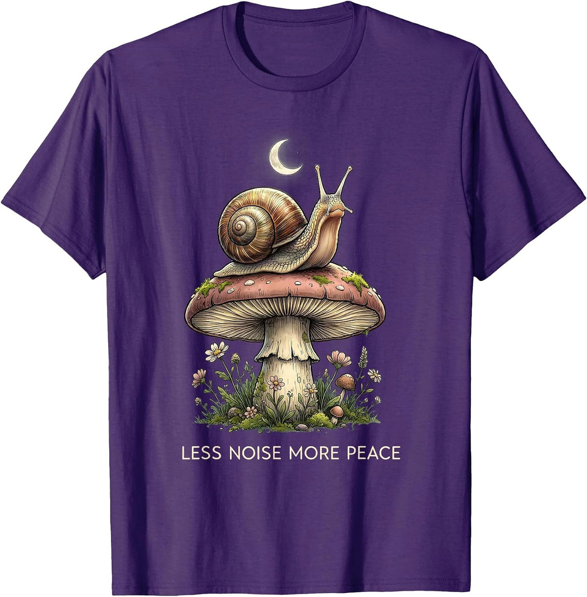 Less Noise More Peace Mindfulness Design T-Shirt - Purple