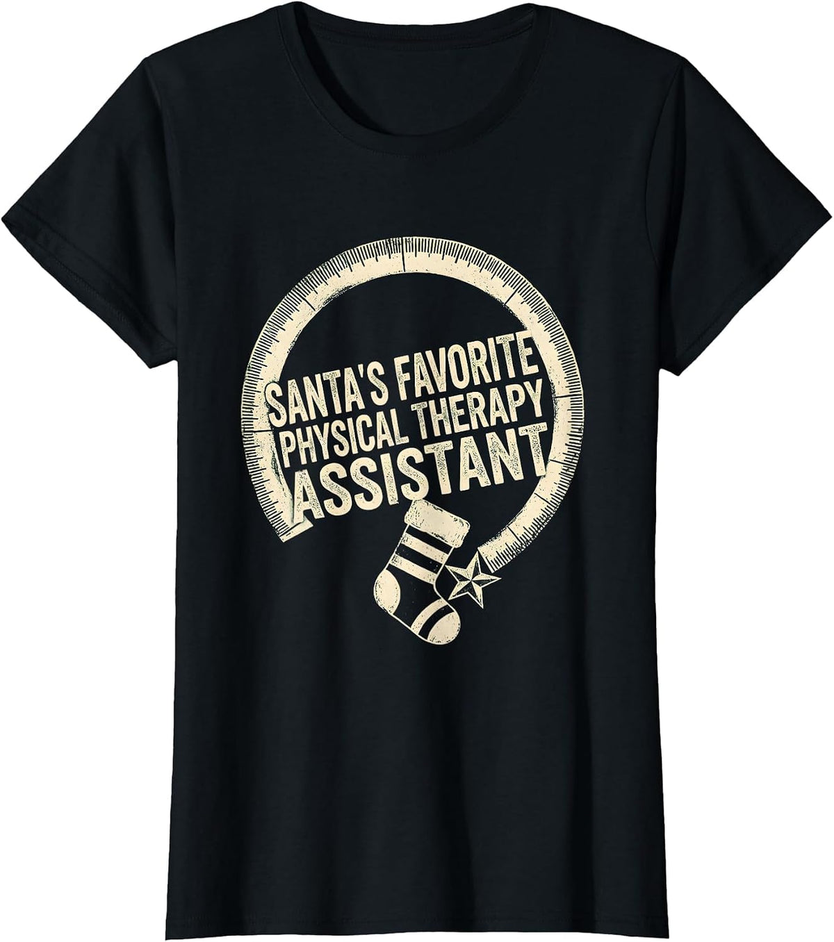 Santa's Favorite Physical Therapy Assistant Funny T-Shirt - Black