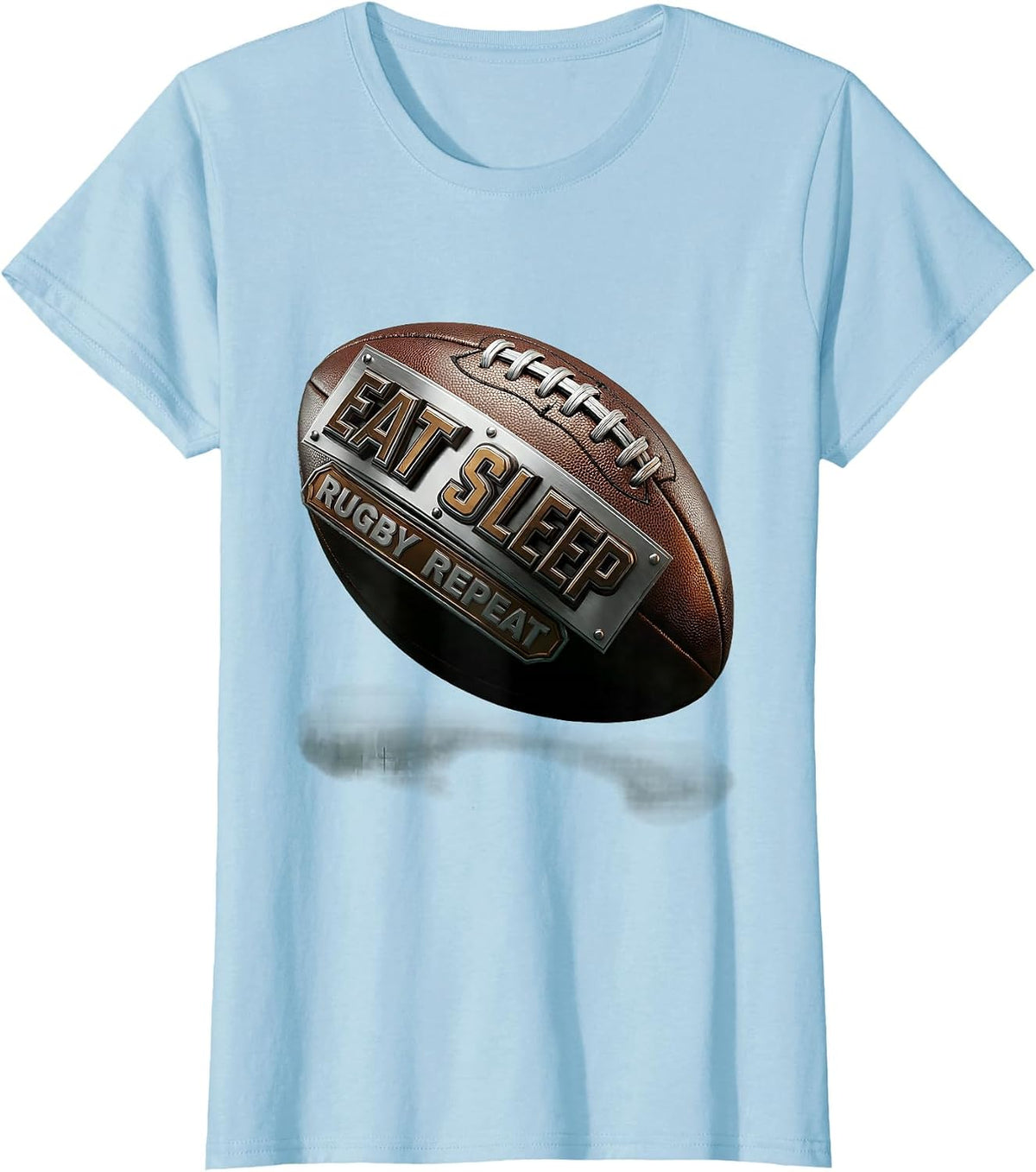 Eat Sleep Rugby Repeat Fan Design T-Shirt - Baby Blue