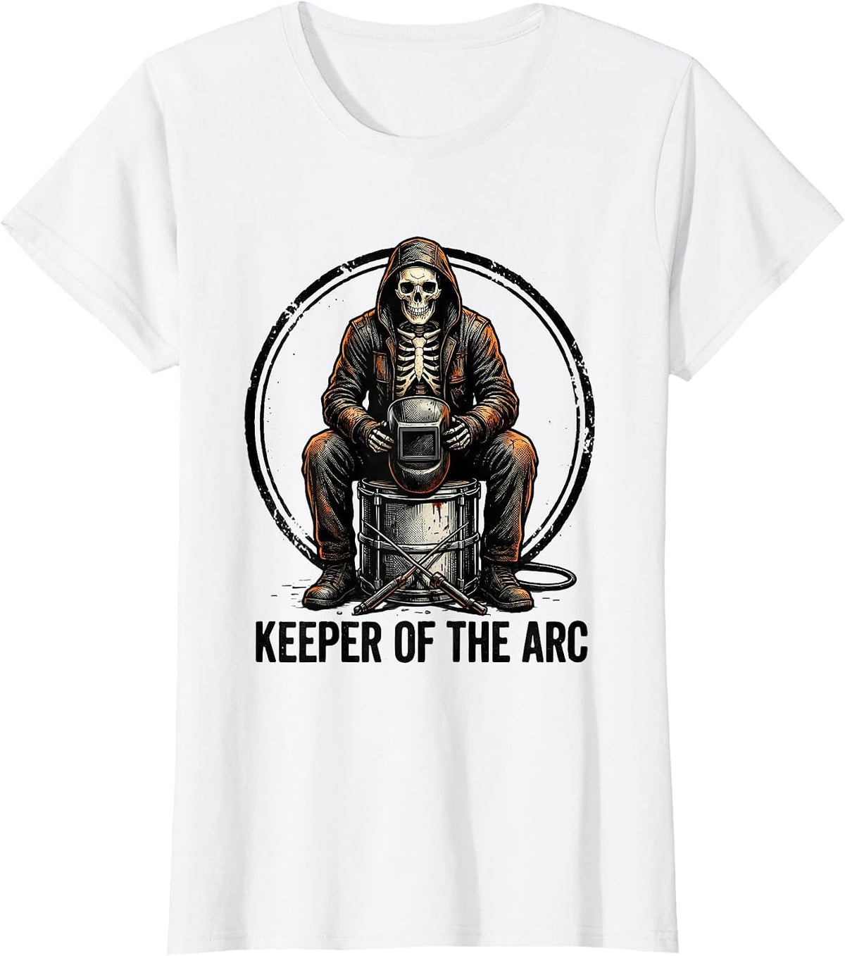 Women's Keeper Of The Arc Funny Welder Skeleton Humor Metal Worker T-Shirt - White