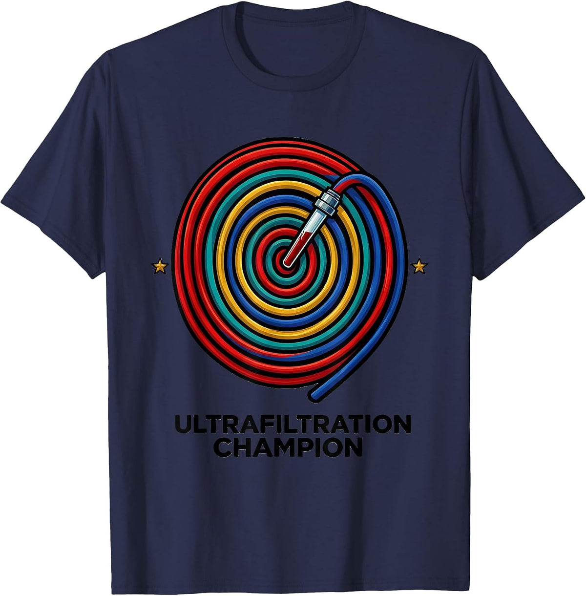 Men's Ultrafiltration Champion Colorful Dialysis Nurse Nephrology T-Shirt - Navy Blue