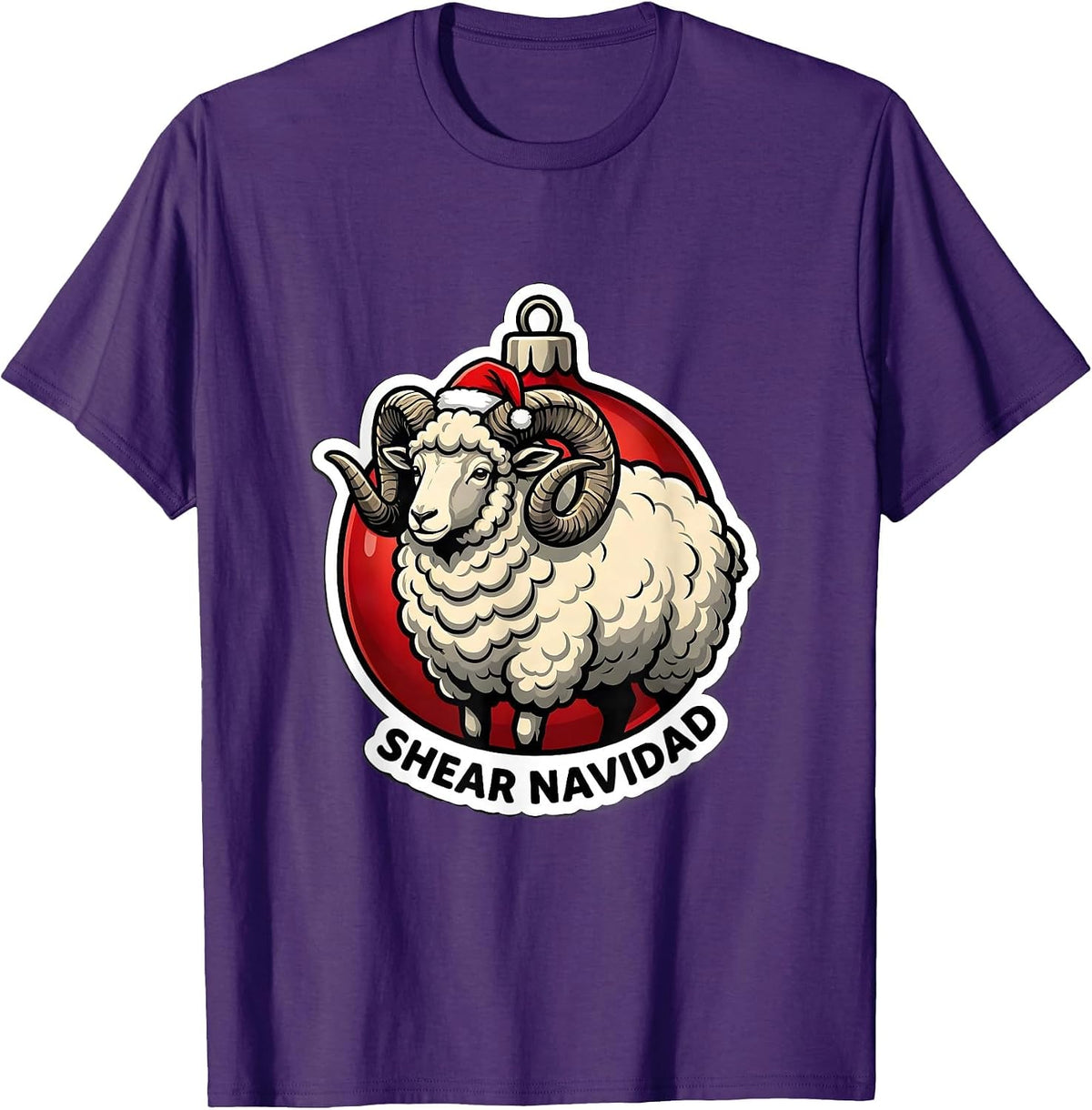 Men's Shear Navidad Funny Llama Christmas Pun Ugly Sweater Party T-Shirt - Purple