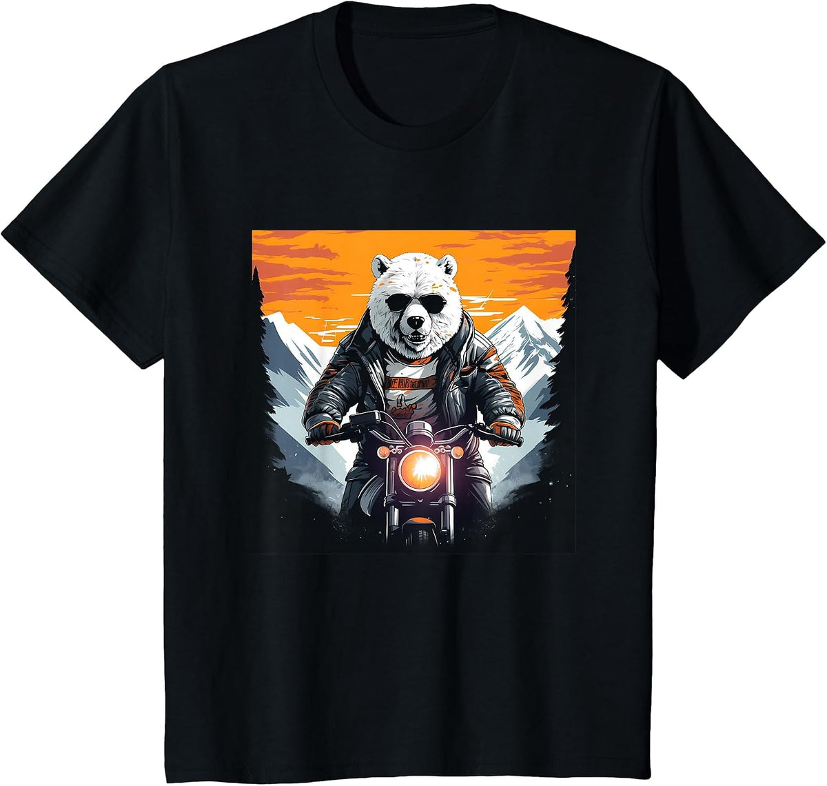 Biker Polar Bear Riding Motorcycle T-Shirt - Black