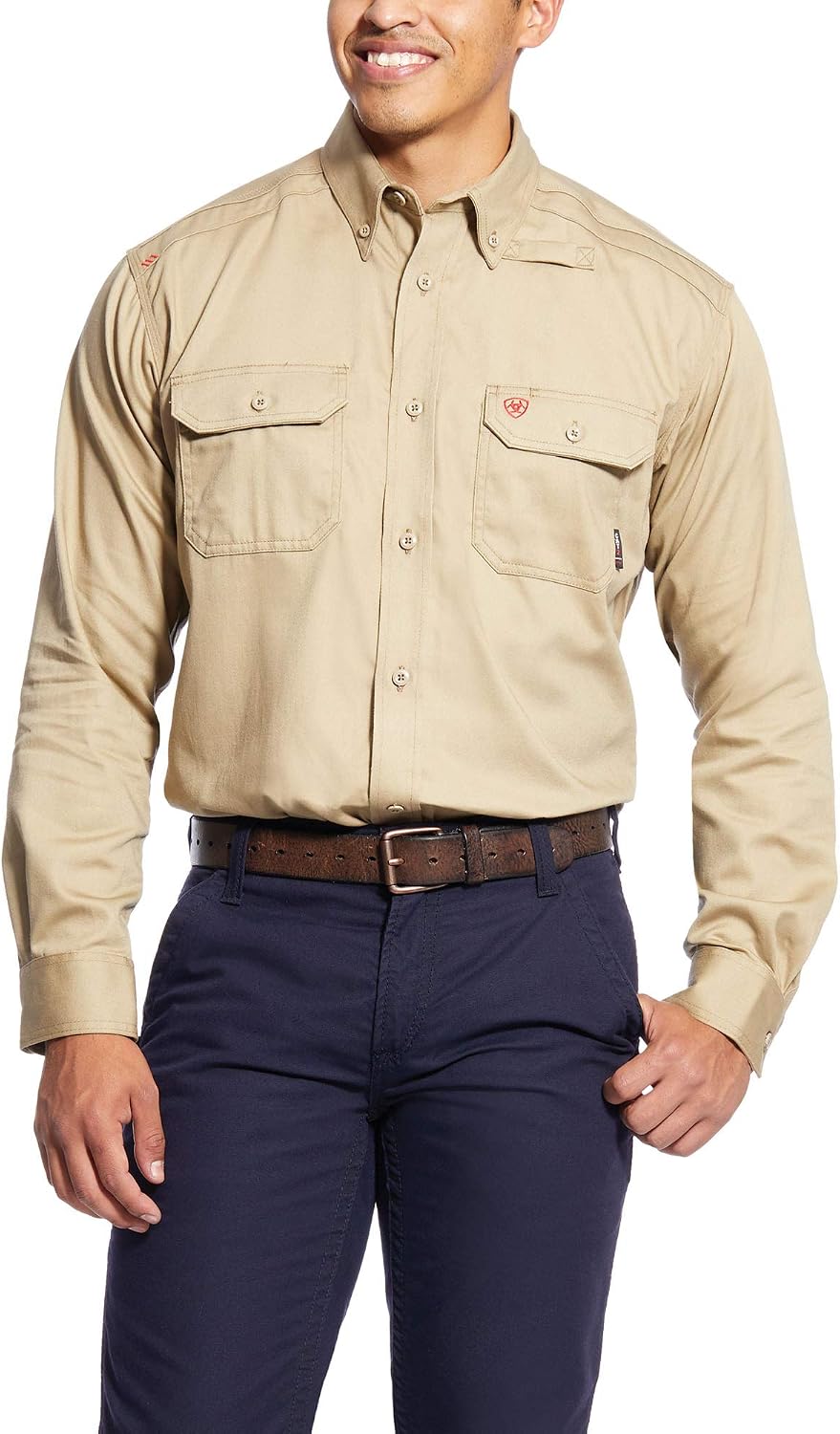 ARIAT Work Men's FR Solid Long Sleeve Work Shirt - Khaki