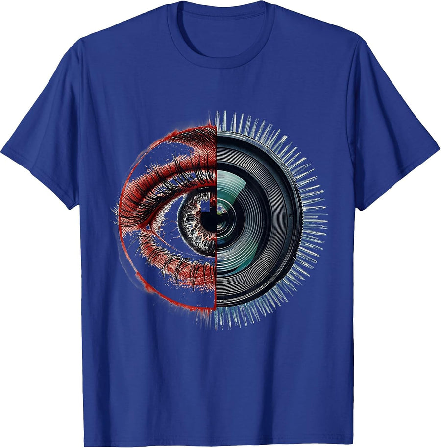 Big Brother Mirror Reflection Surveillance Graphic T-Shirt - Royal Blue