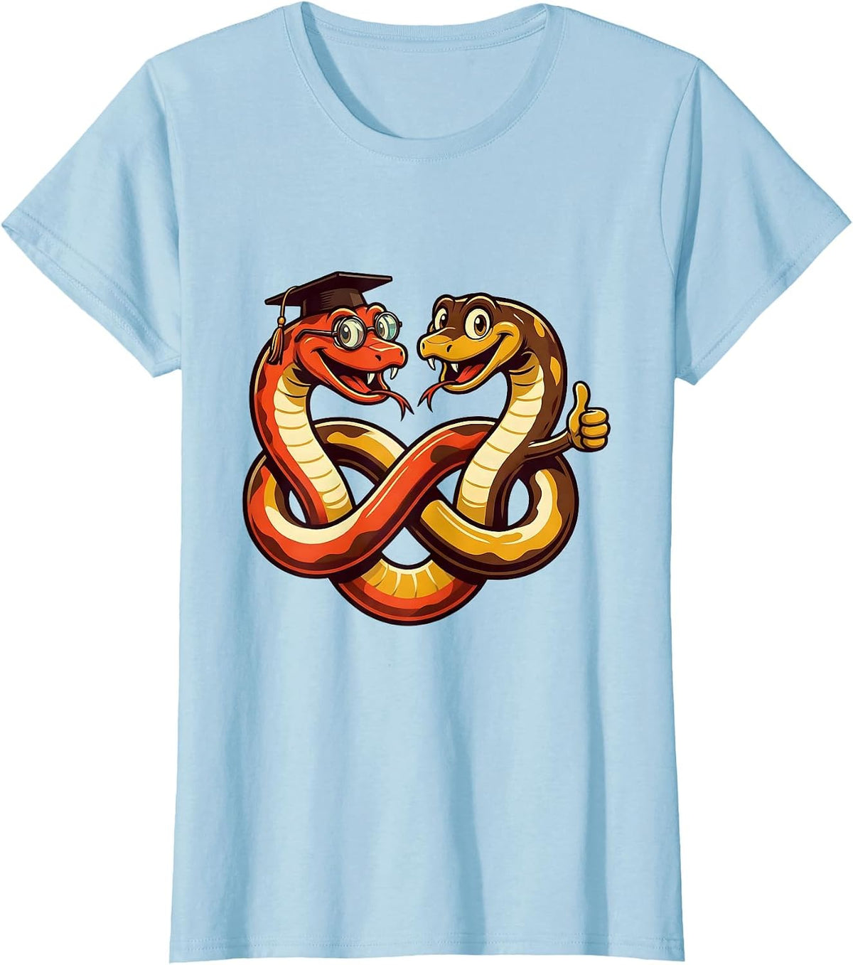 Women's Math Teacher Infinity Snake Ouroboros Design T-Shirt - Baby Blue