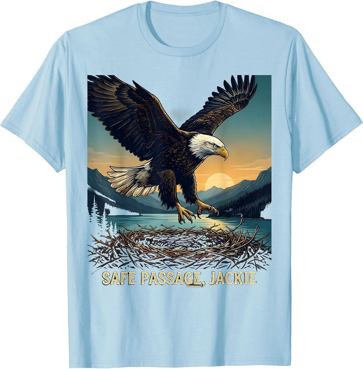 Men's Safe Passage Jackie Vintage Bald Eagle Memorial Tribute T-Shirt - Baby Blue