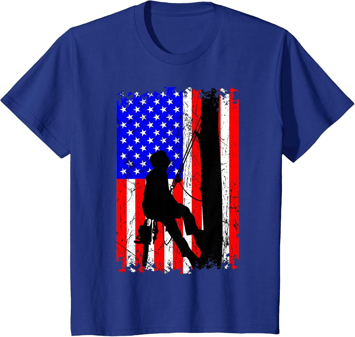 Arborist Arboriculturist Tree Surgeon Chainsaw US Flag T-Shirt - Royal Blue