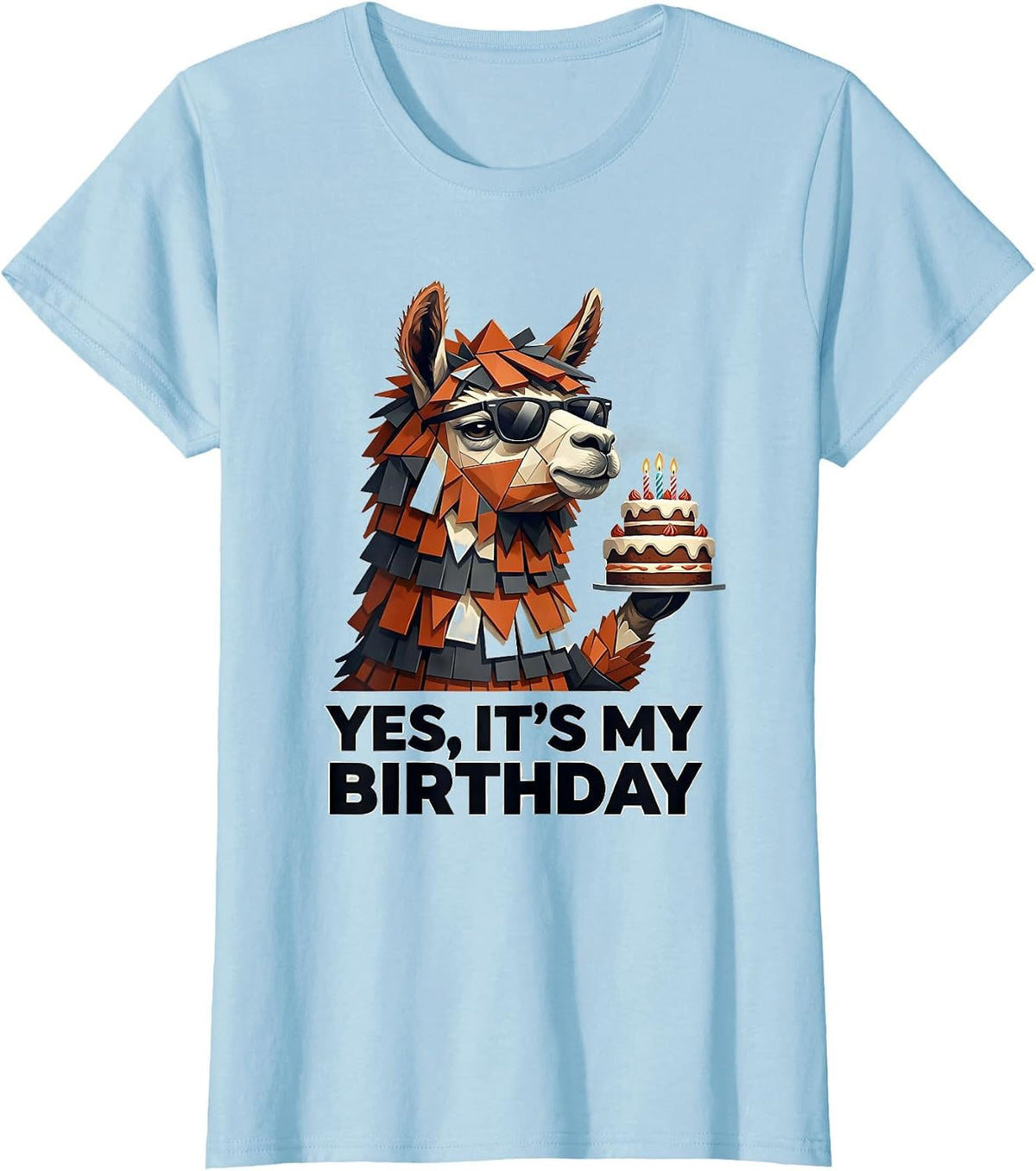 Yes Its My Birthday Llama Pinata Boy Girl Party Humor T-Shirt - Baby Blue