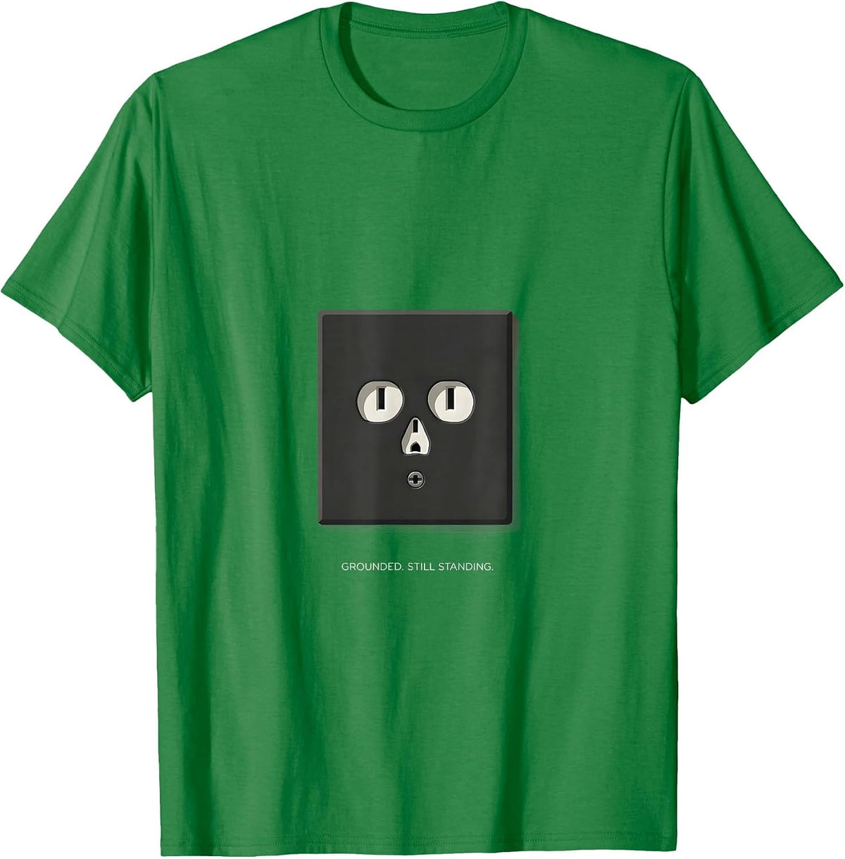 Men's Grounded Still Standing Funny Electrician Skeleton Humor T-Shirt - Kelly Green