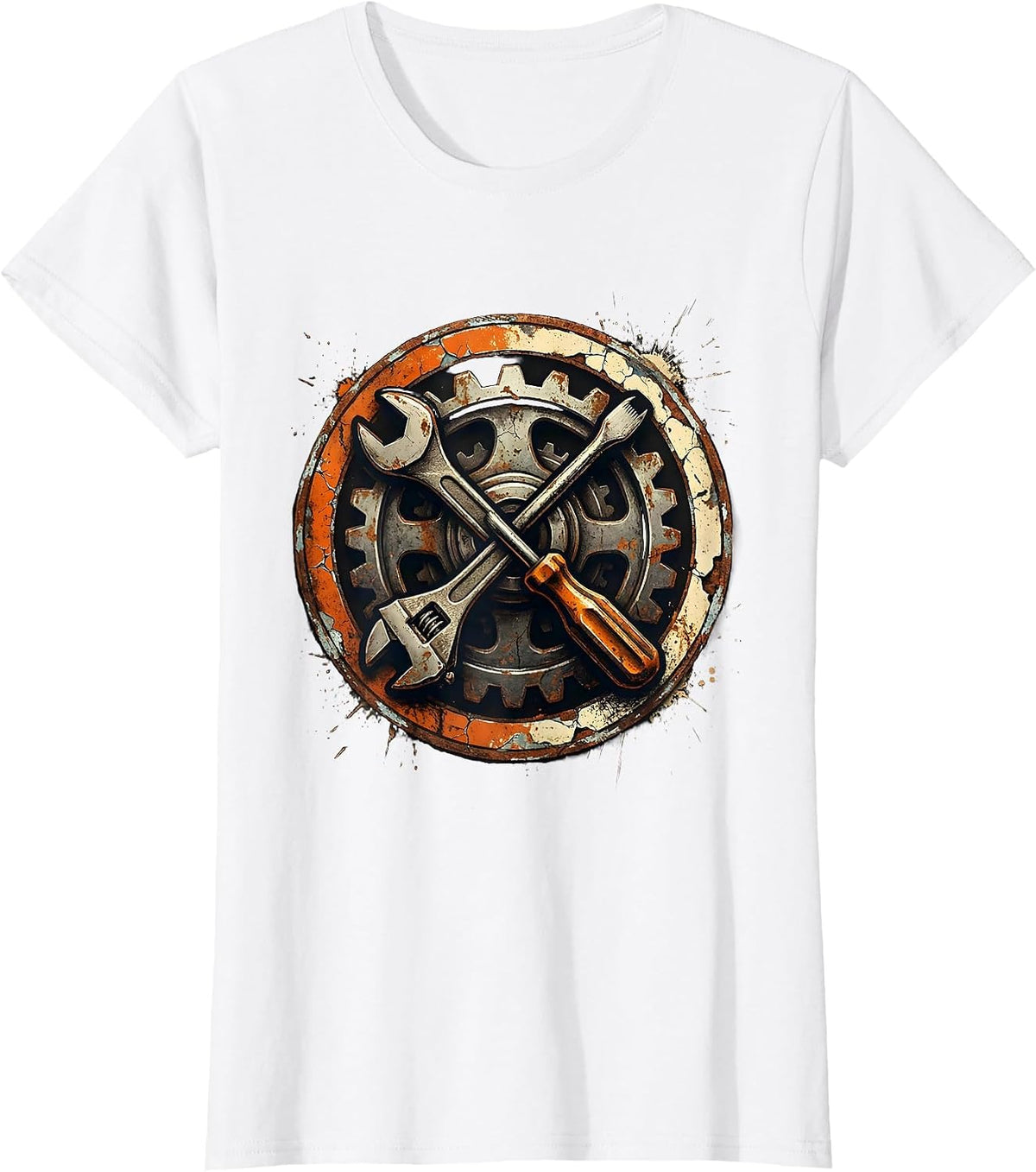 Women's Wrench Screwdriver Gear Mechanic Graphic T-Shirt - White