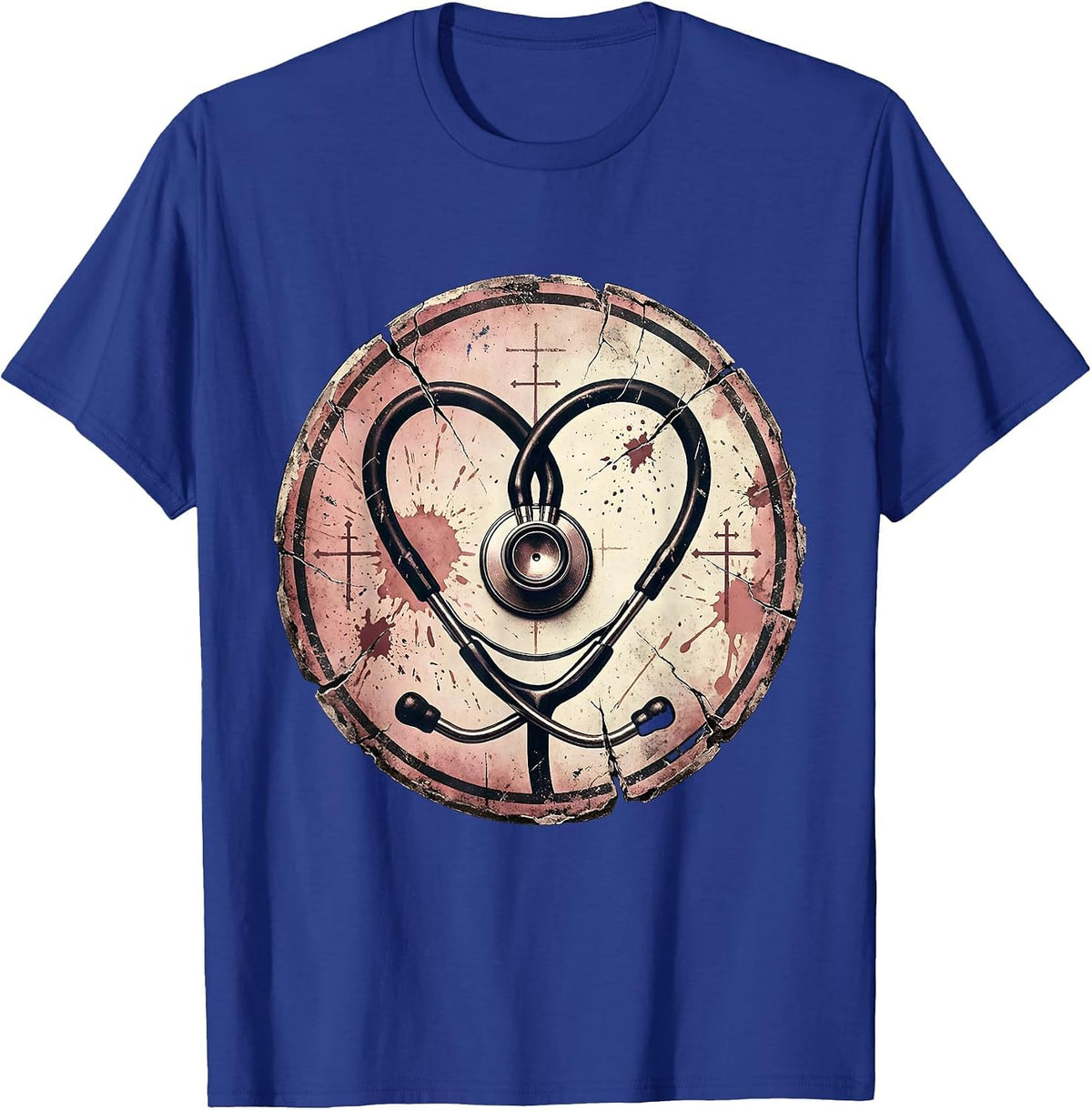 Stethoscope Heart Nurse Graphic Design T-Shirt - Royal Blue