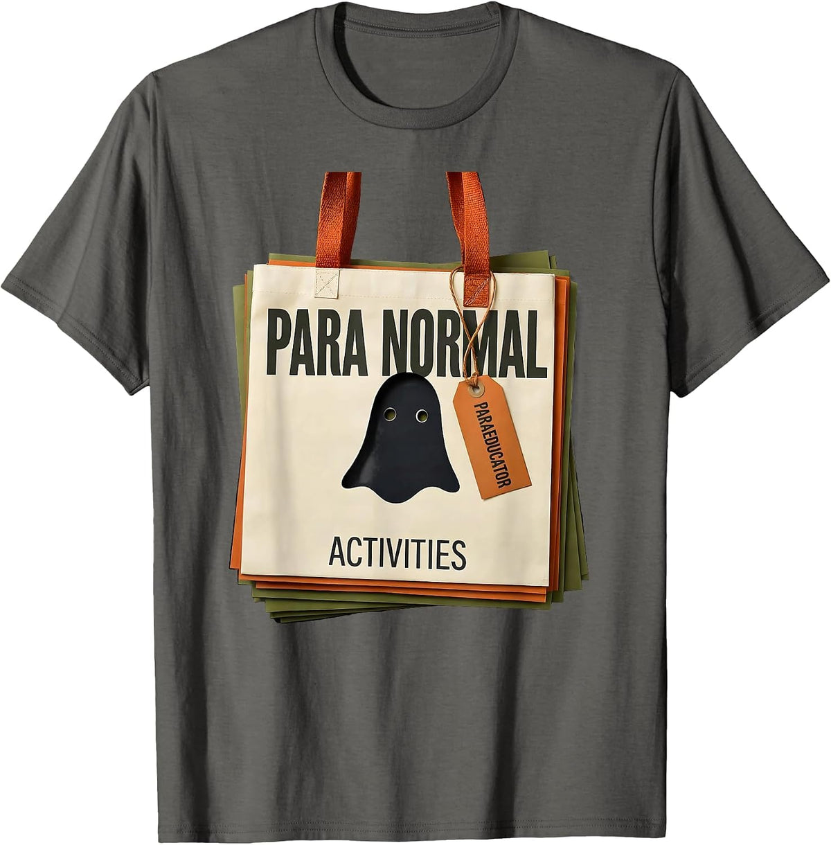 Men's Para Normal Activities Paraeducator Ghost Halloween SpEd T-Shirt - Asphalt Grey