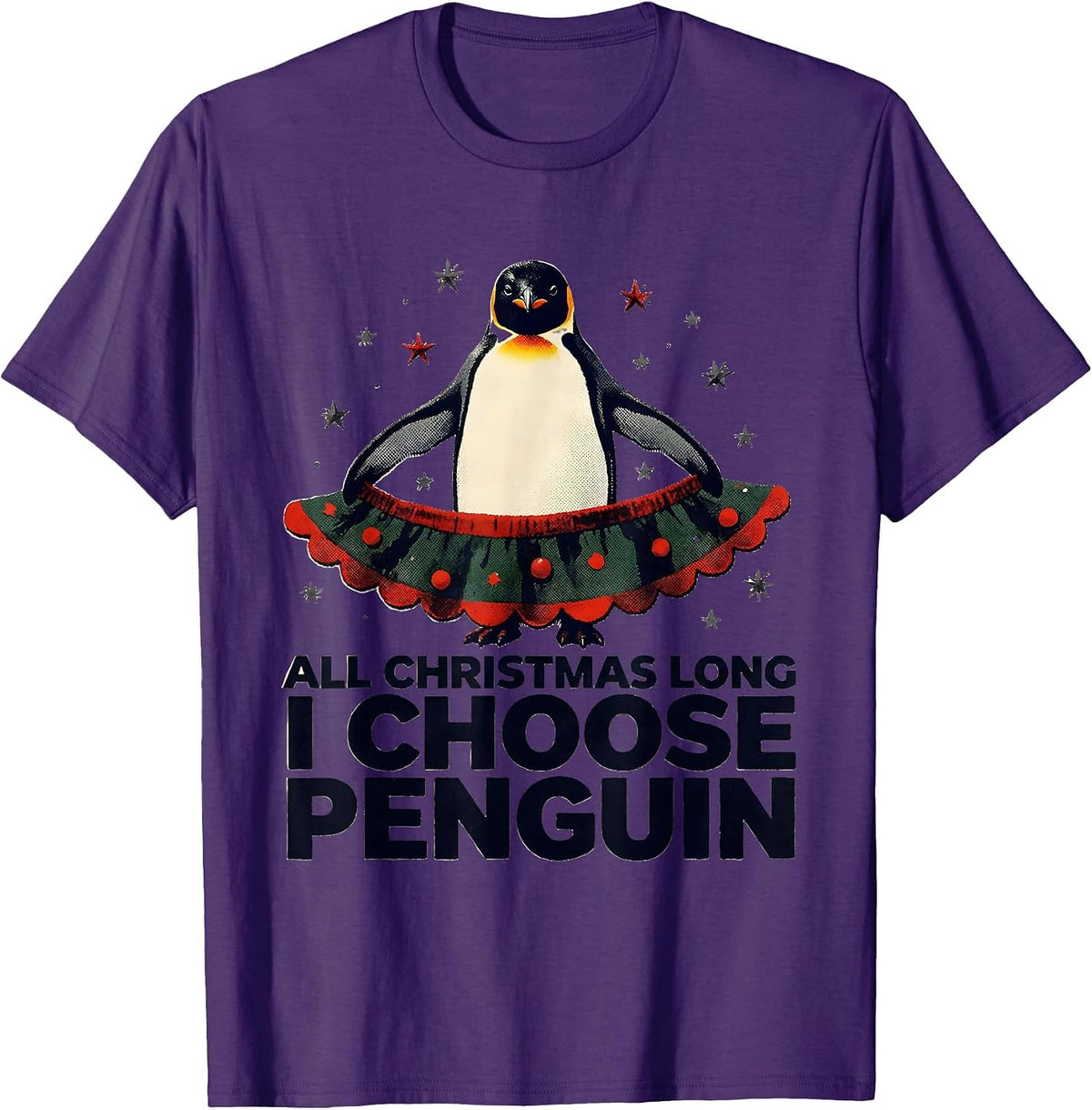 Men's All Christmas Long I Choose Penguin Funny Penguin Lover T-Shirt - Purple