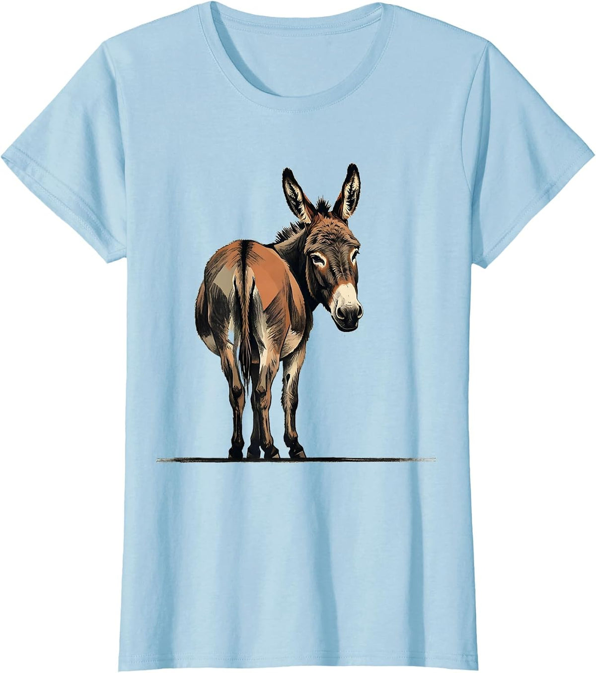 Women's Donkey Farm Animal Quirky Humor Funny Animal Lover T-Shirt - Baby Blue