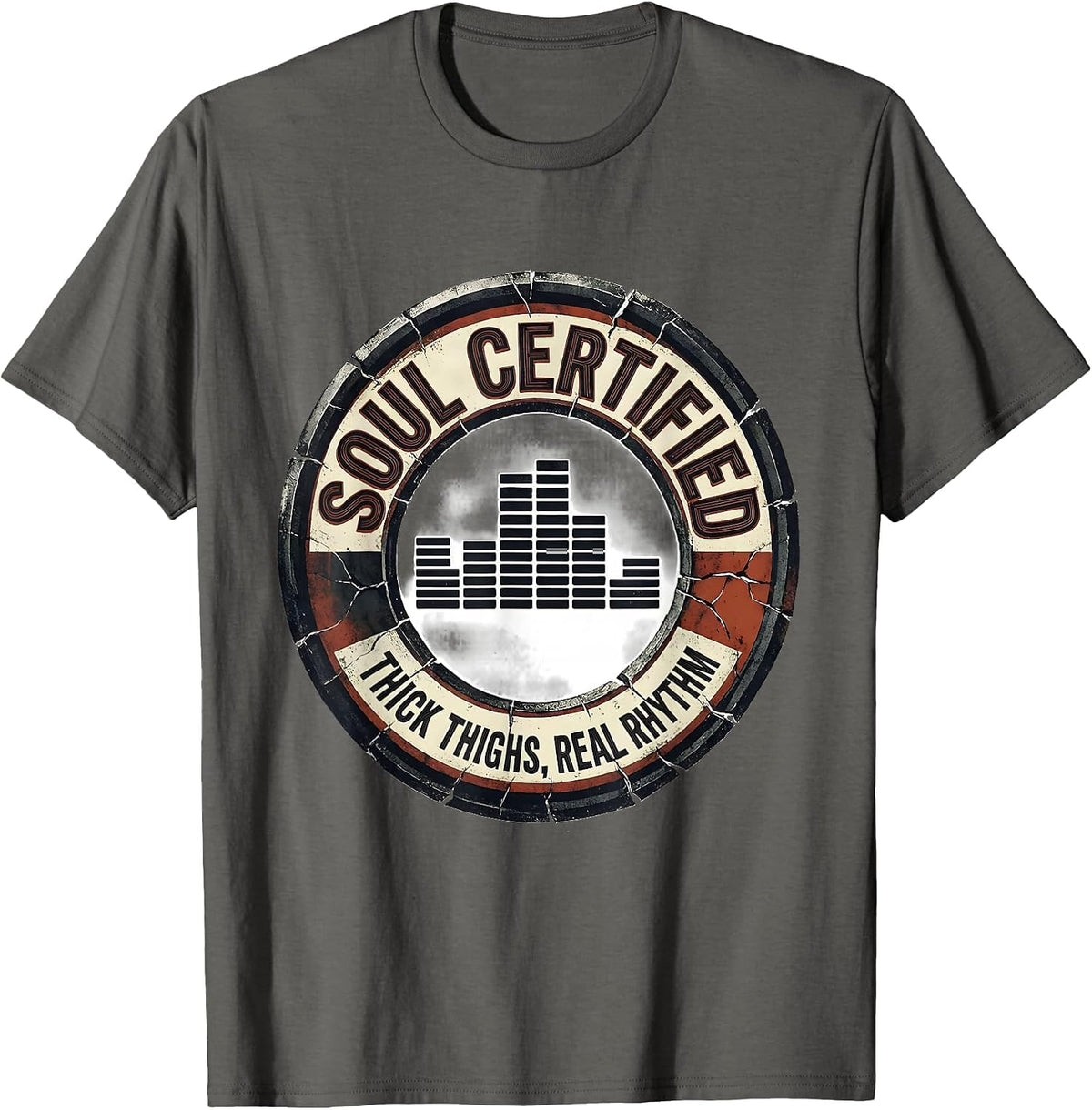 Soul Certified — Thick Thighs, Real Rhythm Funny T-Shirt - Asphalt Grey