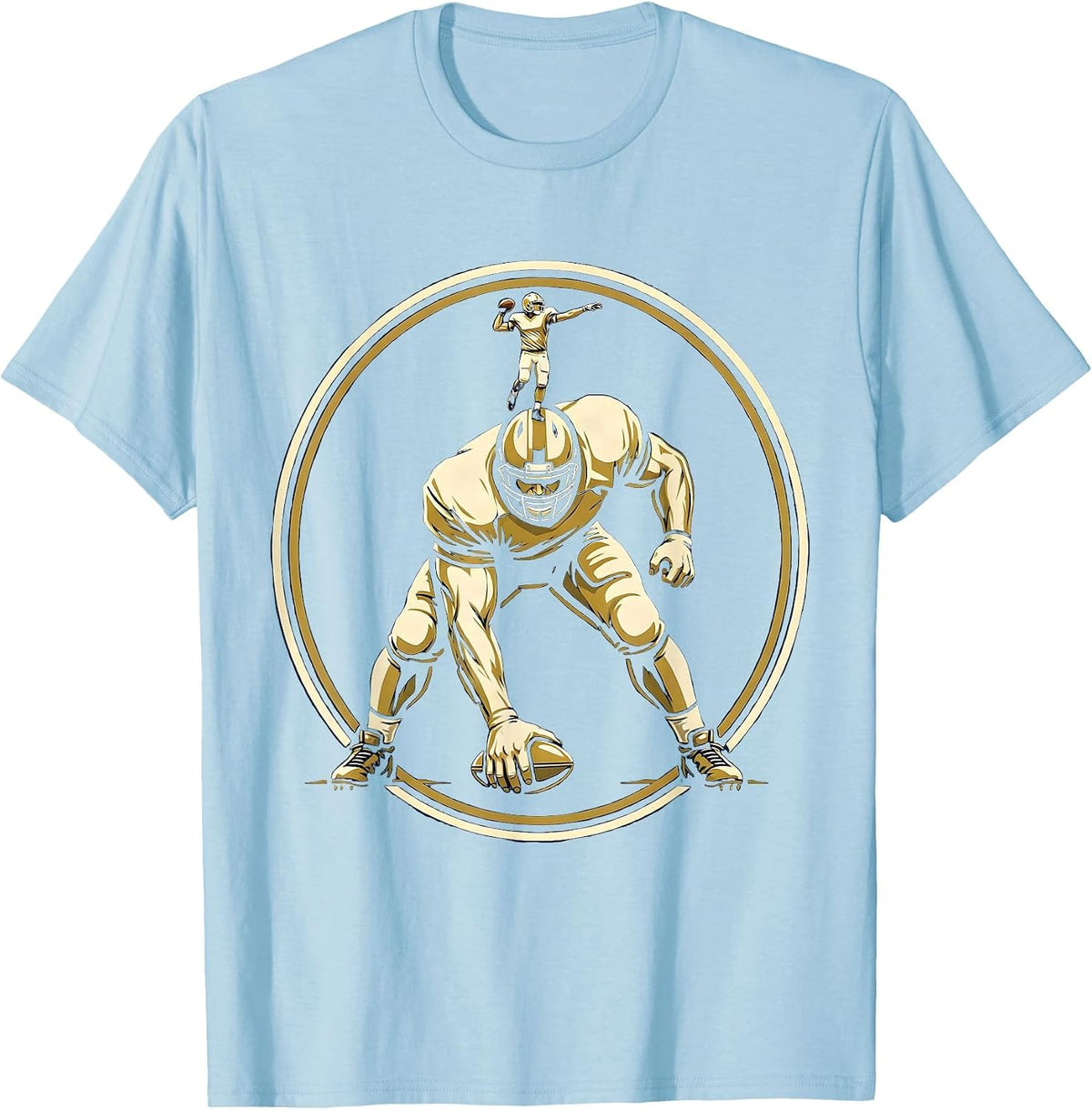 Men's Quarterback On Lineman Funny Football Player Humor T-Shirt - Baby Blue