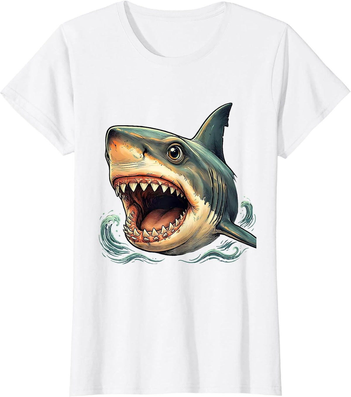 Shark Jaw Playful Halloween Costume Novelty Gift T-Shirt - White
