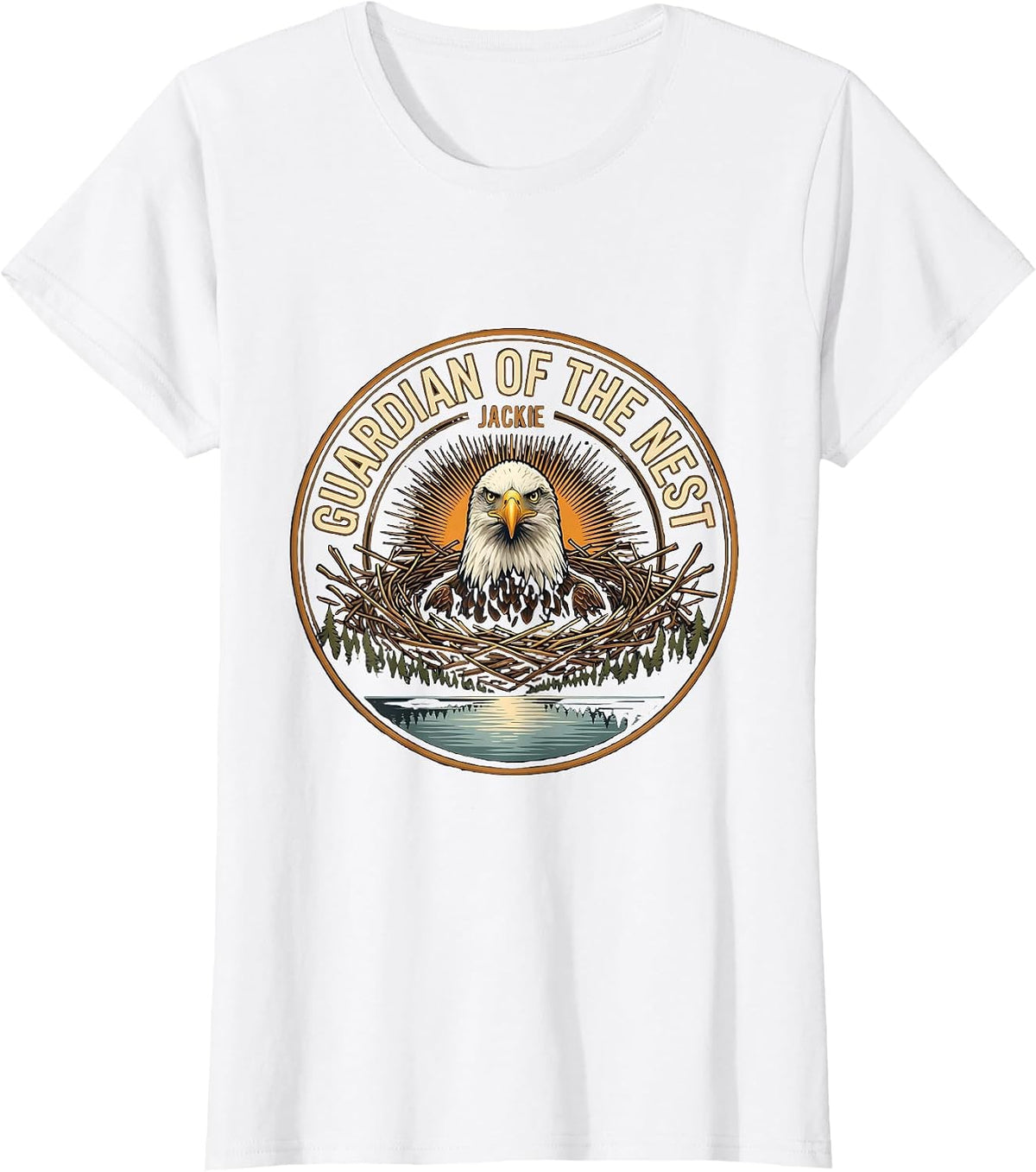 Women's Guardian of the Nest Jackie Bald Eagle Memorial Tribute T-Shirt - White