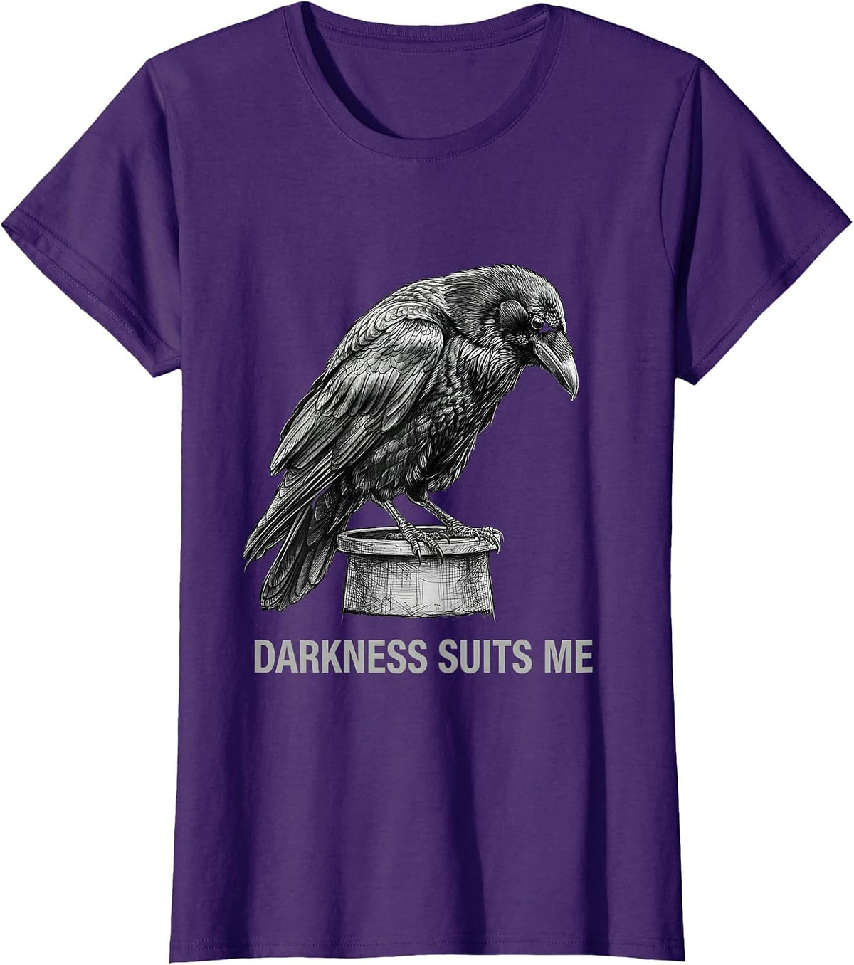 Women's Darkness Suits Me Gothic Raven Crow Dark Humor Vintage T-Shirt - Purple