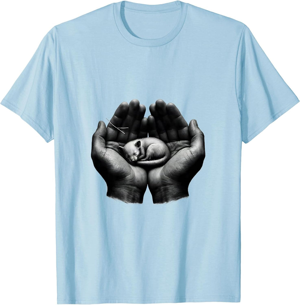 Men's Hand Cradle Animal Care Vet Tech Humor Appreciation T-Shirt - Baby Blue