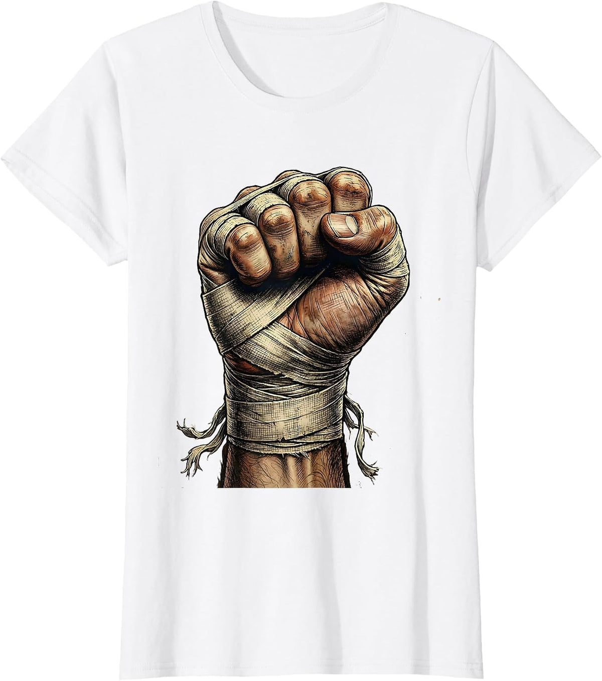 Women's Boxing Wrapped Fist Graphic Tee T-Shirt - White