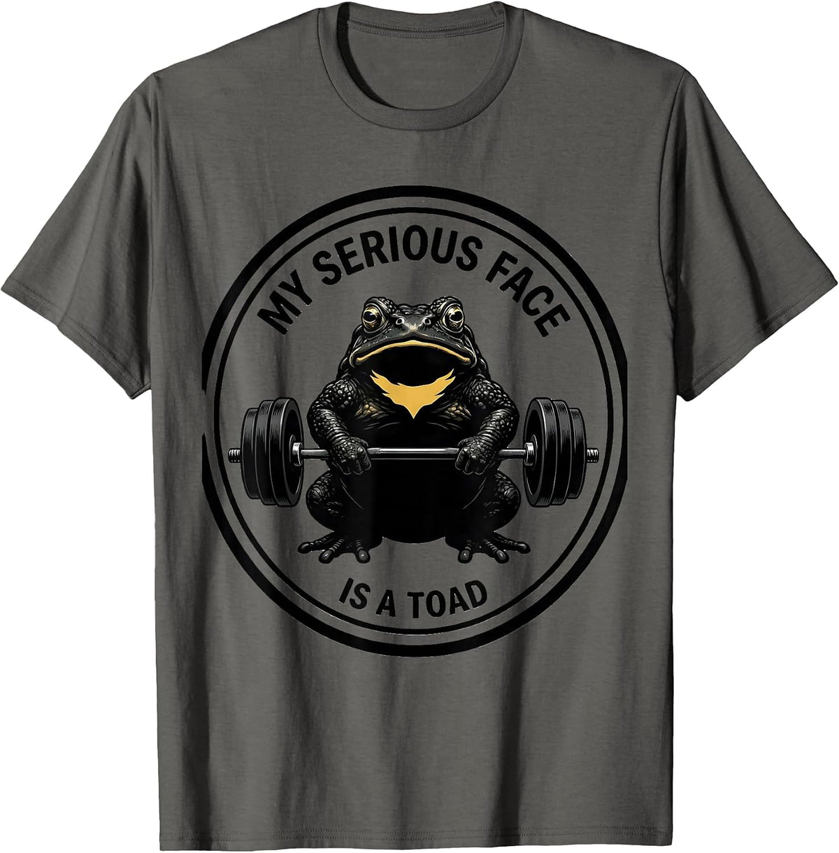 Men's My Serious Face Is A Toad Funny Gym Workout Weightlifting T-Shirt - Asphalt Grey