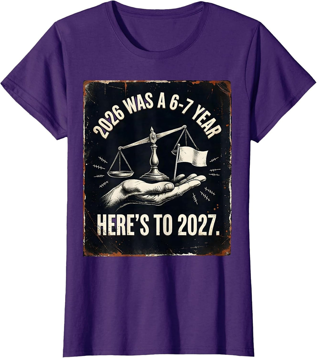 Women's 2026 Was A 6-7 Year Here's To 2027 Funny Kids New Year Humor T-Shirt - Purple