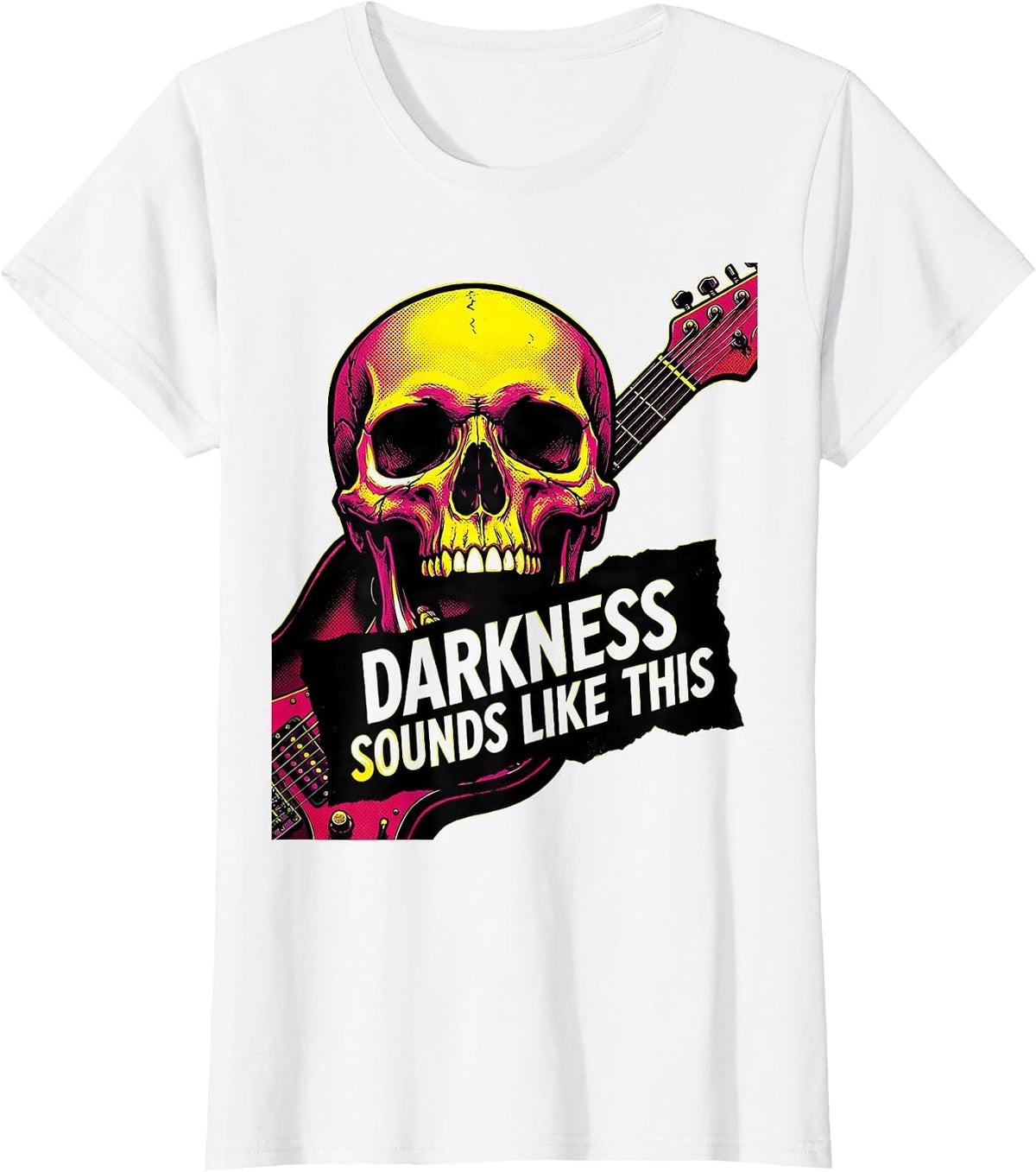 Women's Darkness Sounds Like This Metal Band Design T-Shirt - White