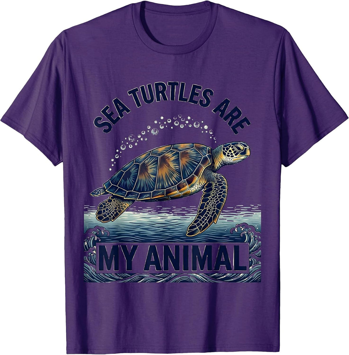 Men's Sea Turtles Are My Animal Ukiyo-e Ocean Animal Lover T-Shirt - Purple
