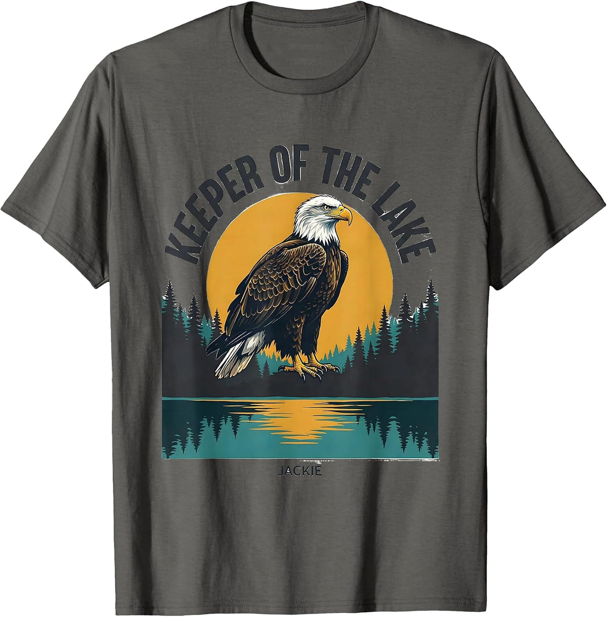 Men's Keeper of the Lake Jackie Bald Eagle Memorial Tribute T-Shirt - Asphalt Grey