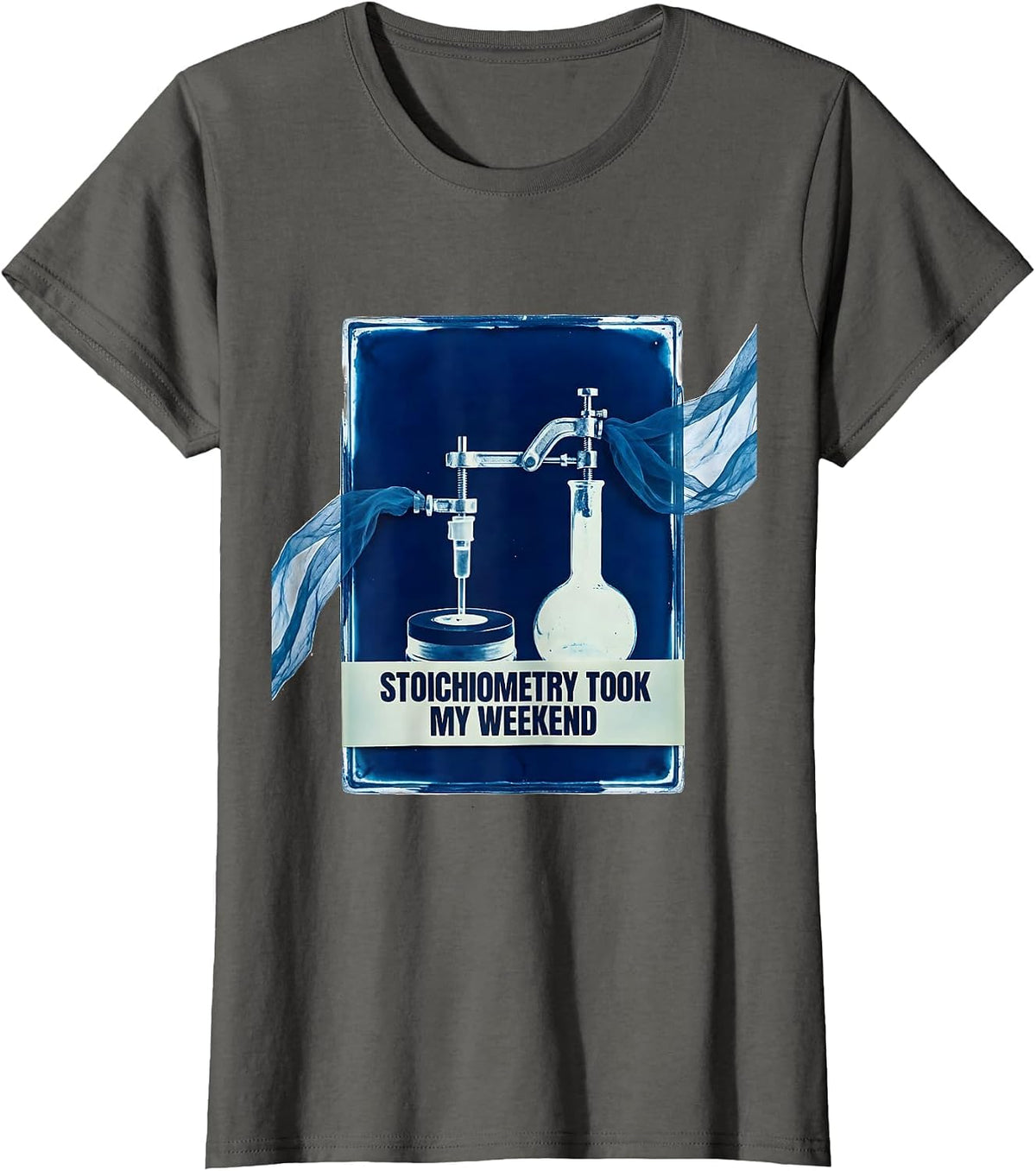 Women's Stoichiometry Took My Weekend Funny Chemistry Pun Science T-Shirt - Asphalt Grey