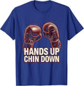 Hands Up Chin Down Boxing Graphic Design T-Shirt - Royal Blue