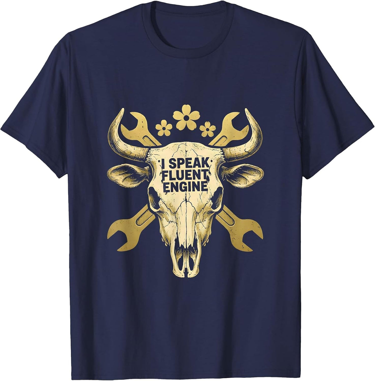 Men's I Speak Fluent Engine Mechanic Graphic Design T-Shirt - Navy Blue