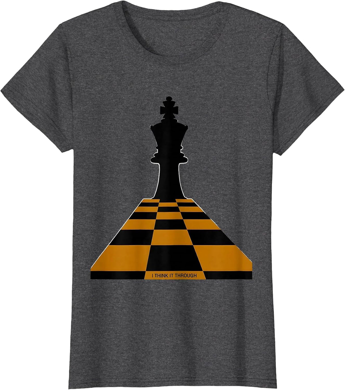 Women's I Think It Through Funny Chess Player Lover Chess Club T-Shirt - Dark Heather Grey