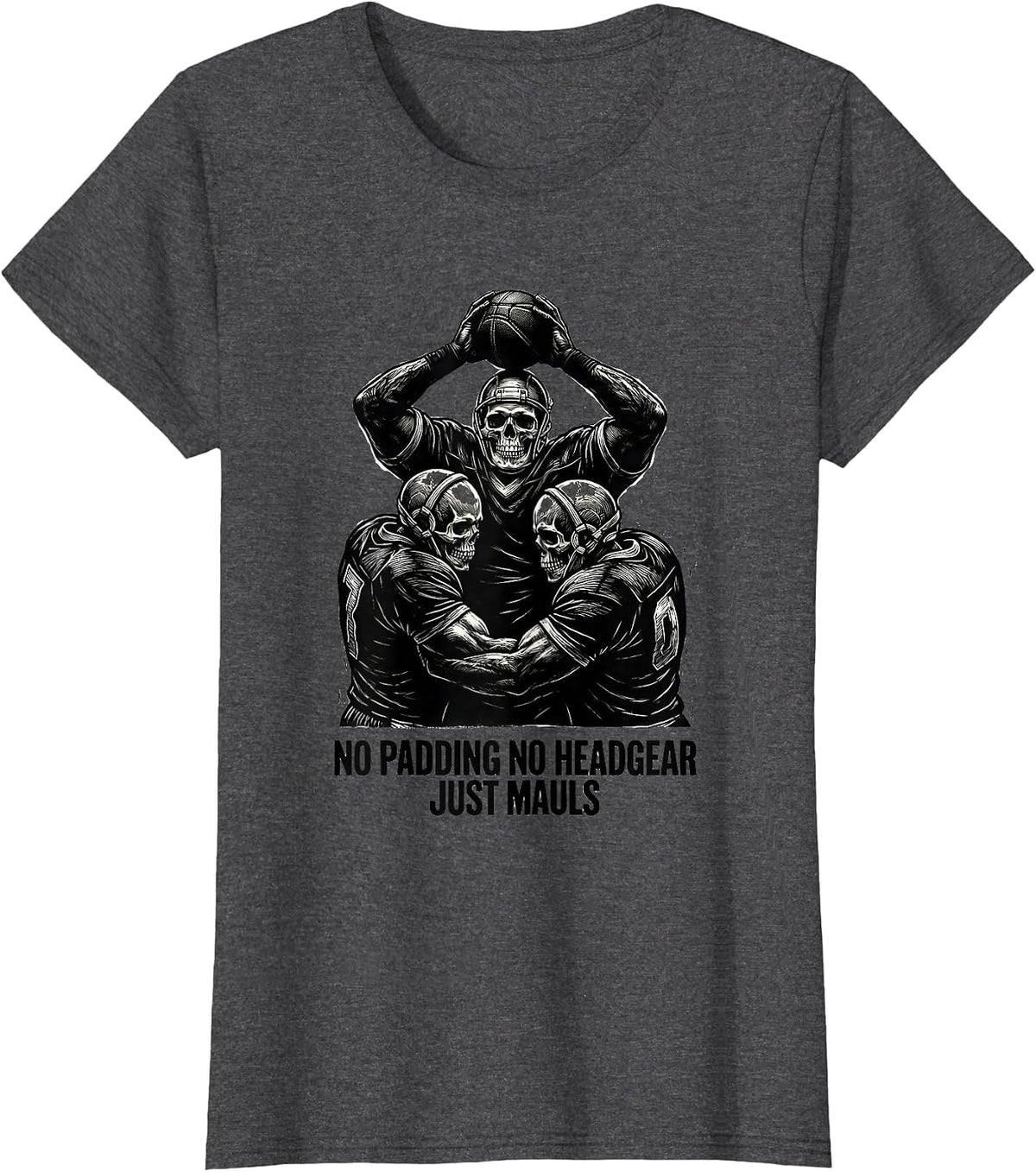 Women's No Padding No Headgear Just Mauls Funny Rugby Player Vintage T-Shirt - Dark Heather Grey