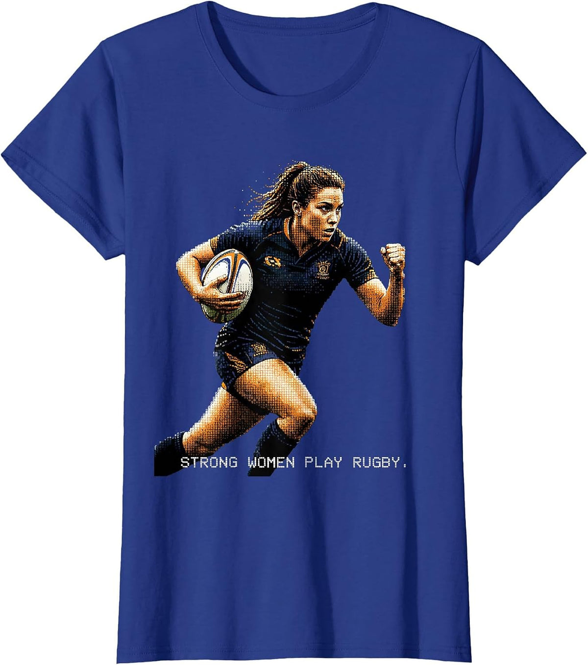 Women's Strong Women Play Rugby Graphic Design T-Shirt - Royal Blue