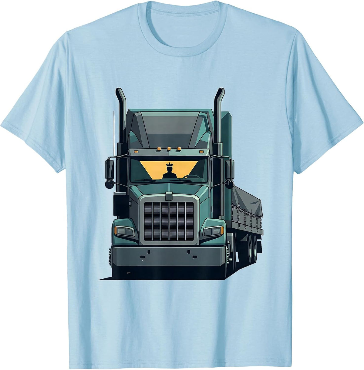 Men's Semi Trucker Flatbed Driver Humor T-Shirt - Baby Blue