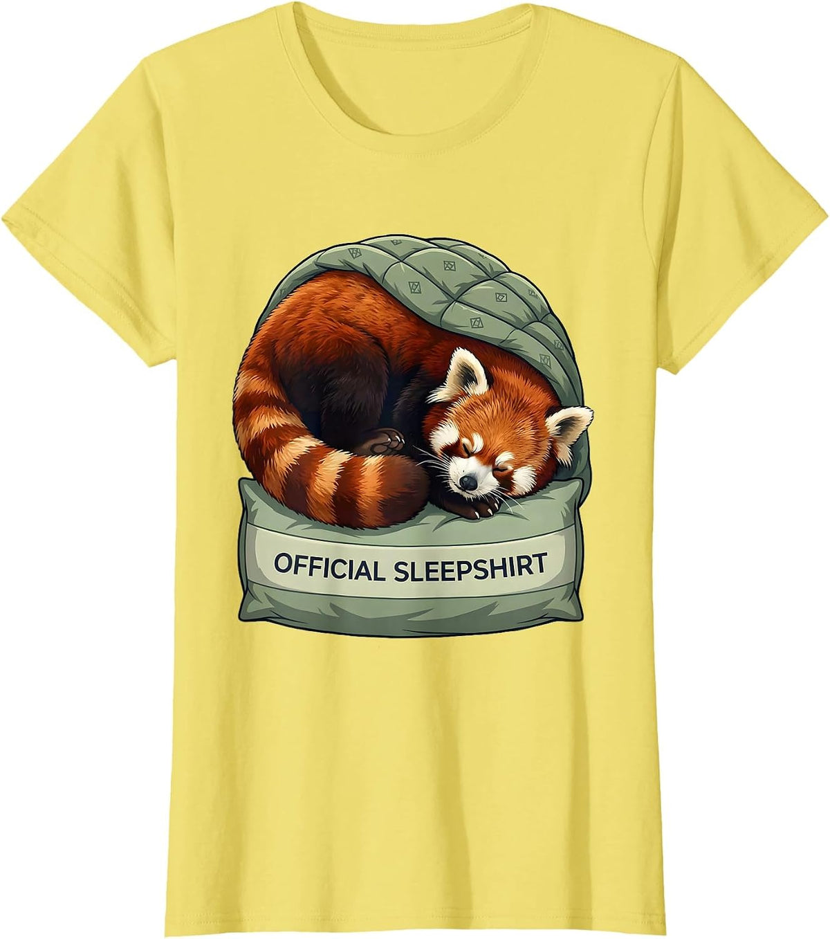 Women's Official Sleepshirt Red Panda Cozy Animal Nap Lover Comfort T-Shirt - Lemon Yellow