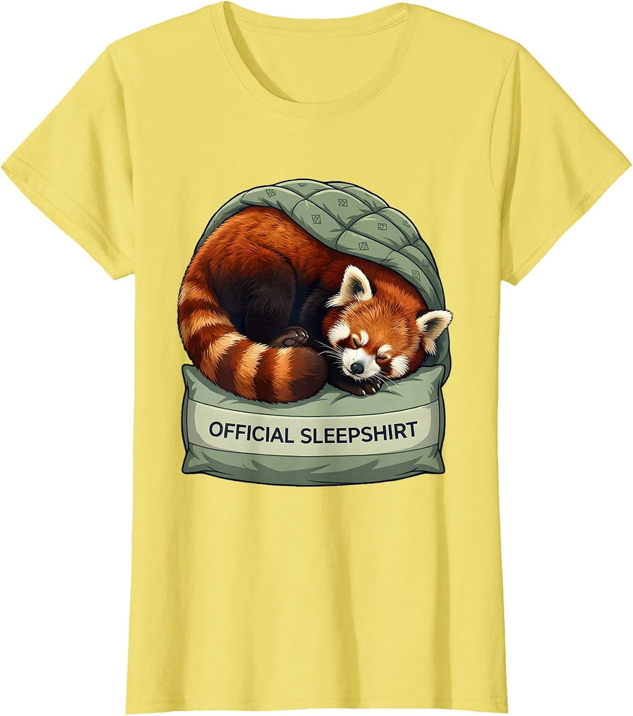 Women's Official Sleepshirt Red Panda Cozy Animal Nap Lover Comfort T-Shirt - Lemon Yellow