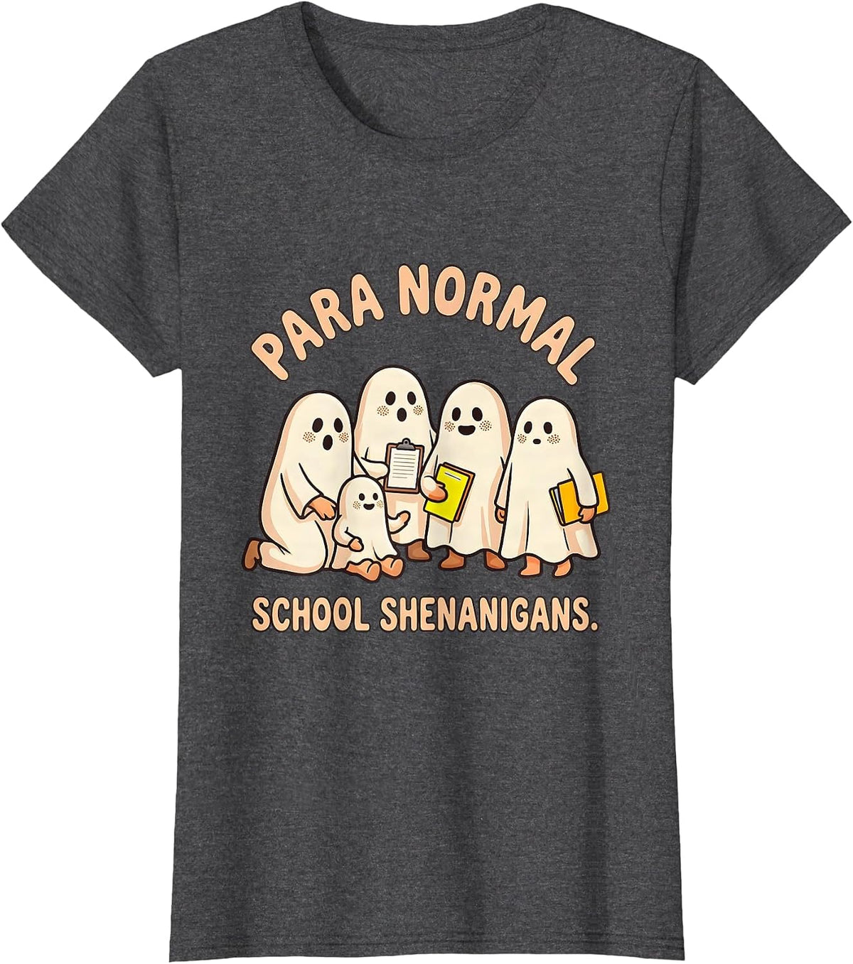 Women's Para Normal School Shenanigans Funny Paraeducator Halloween T-Shirt - Dark Heather Grey