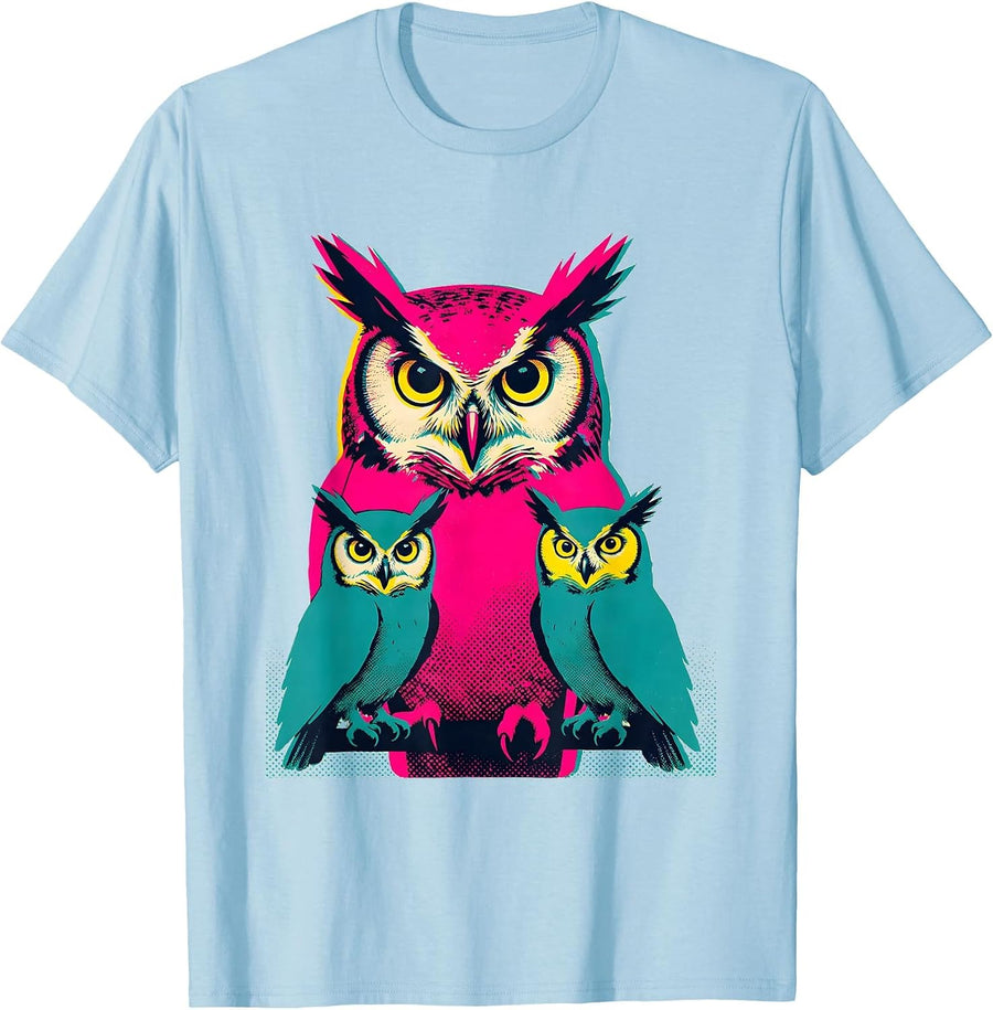 Men's Retro Owl Lover Funny Vintage Bird Humor Gift T-Shirt - Baby Blue