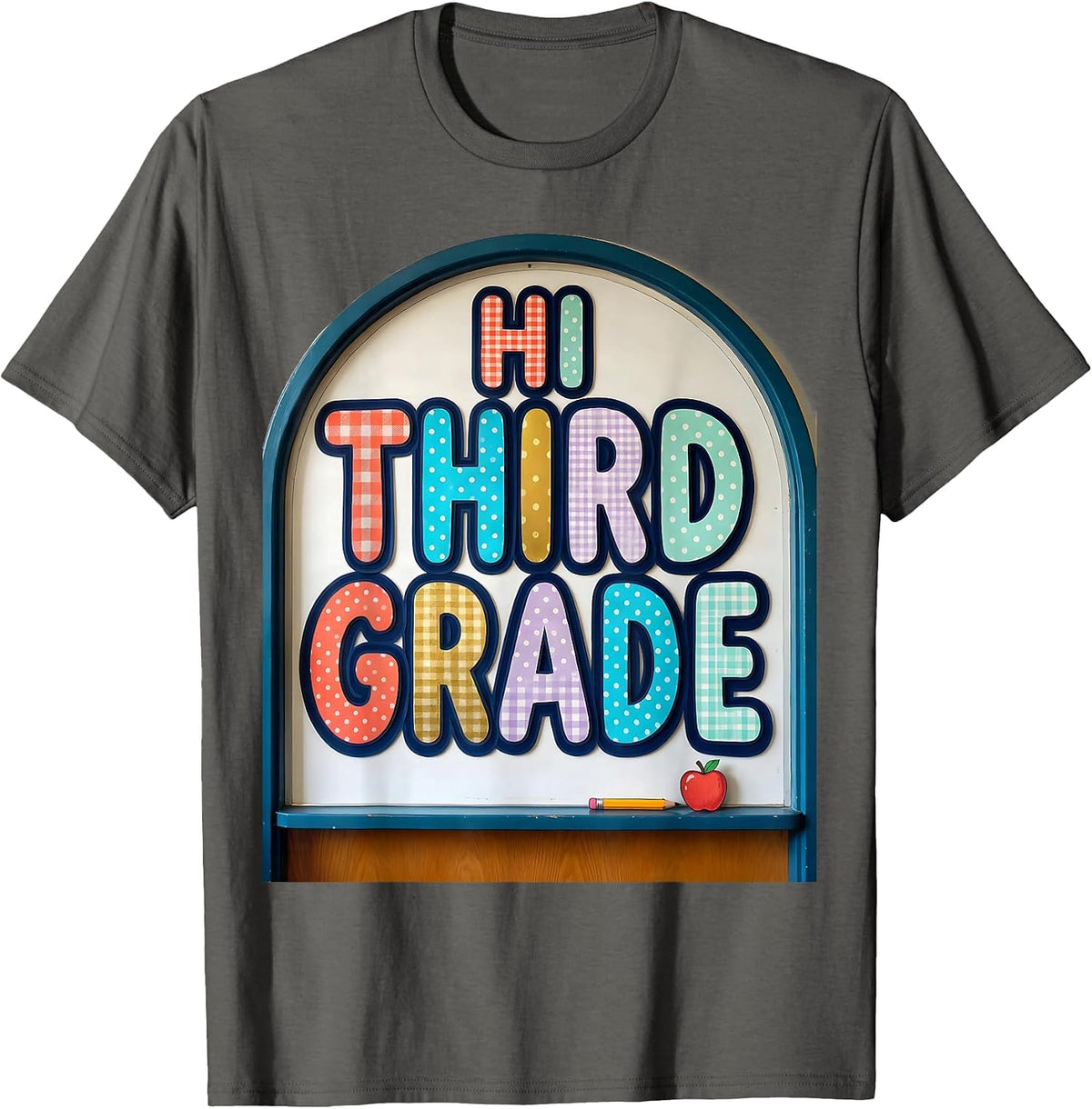 Hi Third Grade Colorful Back To School Kids First Day T-Shirt - Asphalt Grey