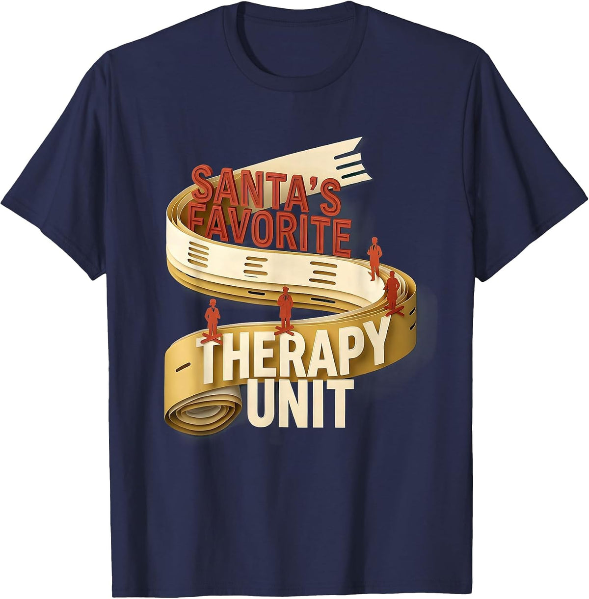 Men's Santa's Favorite Therapy Unit Funny Physical Therapy T-Shirt - Navy Blue