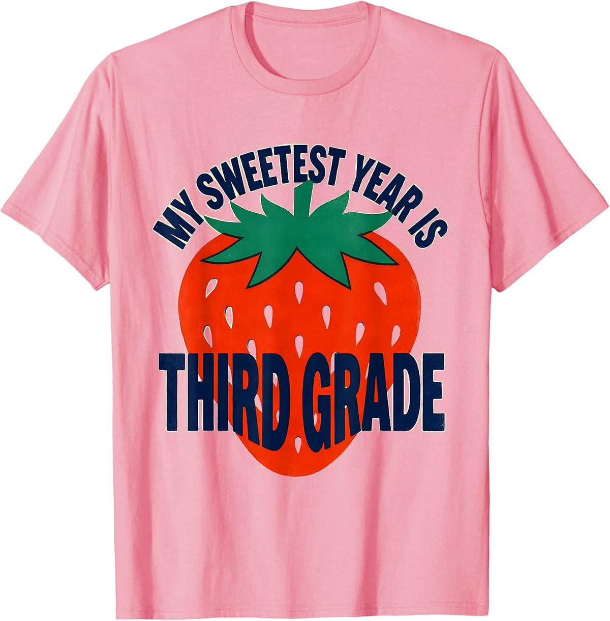 Men's My Sweetest Year Is Third Grade Strawberry Teacher Back T-Shirt - Pink