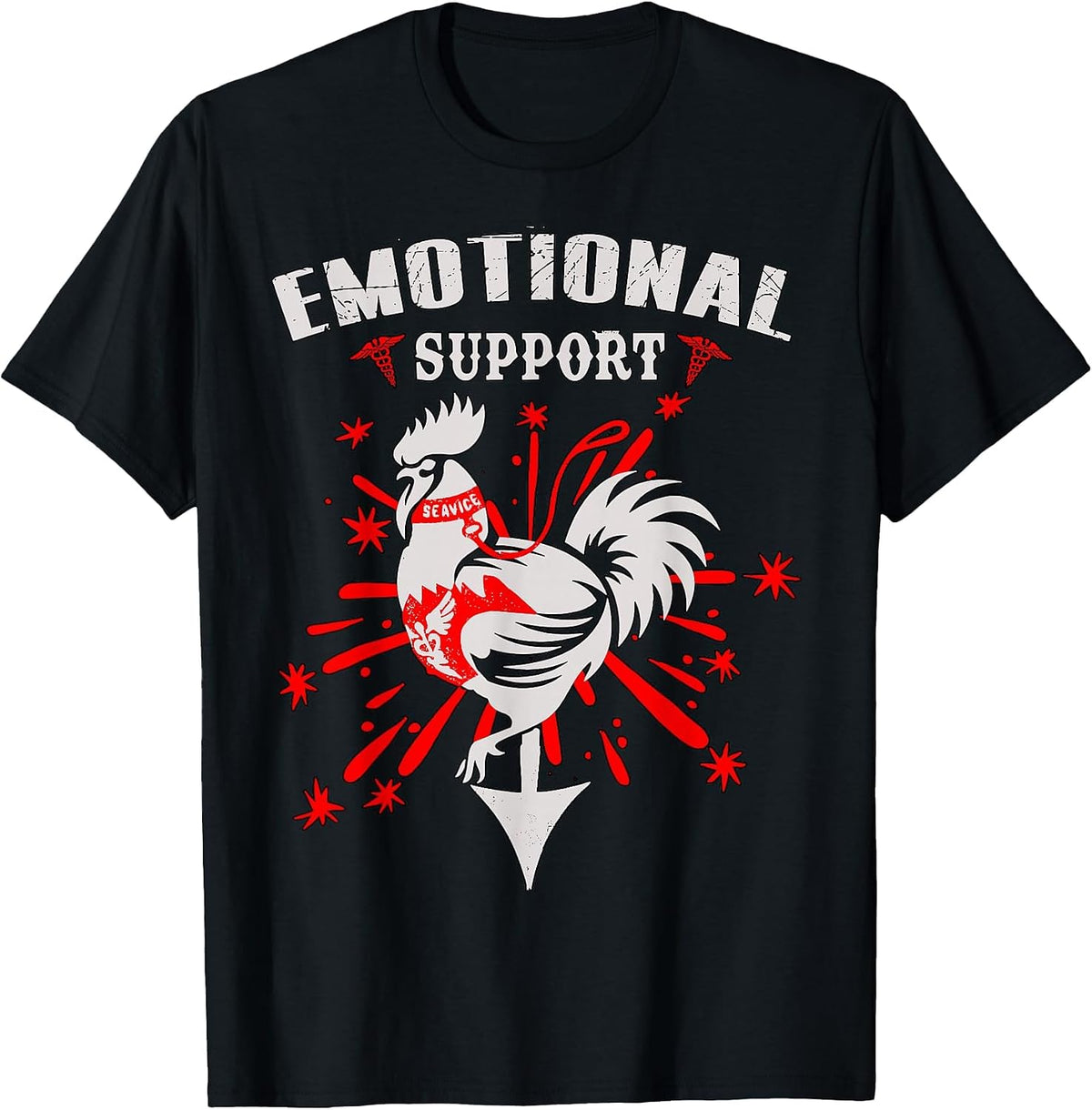 Emotional Support Shirt Chicken Emotional Support Cock T-Shirt - Black