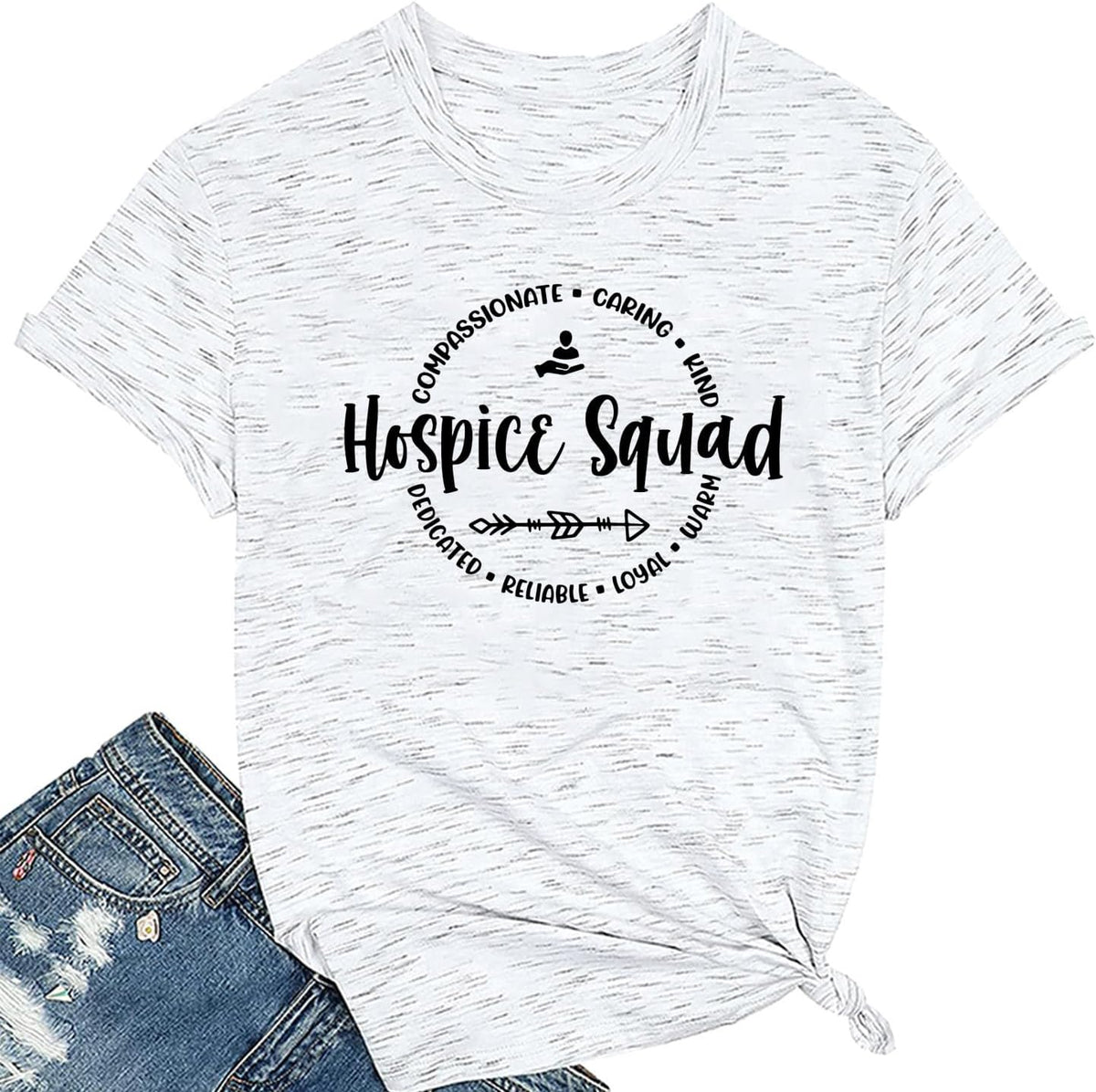 Women's Hospice Squad T-Shirt Care Giver Appreciation Tee Tops Nurse Worker Caregiver Team Gift - Grey