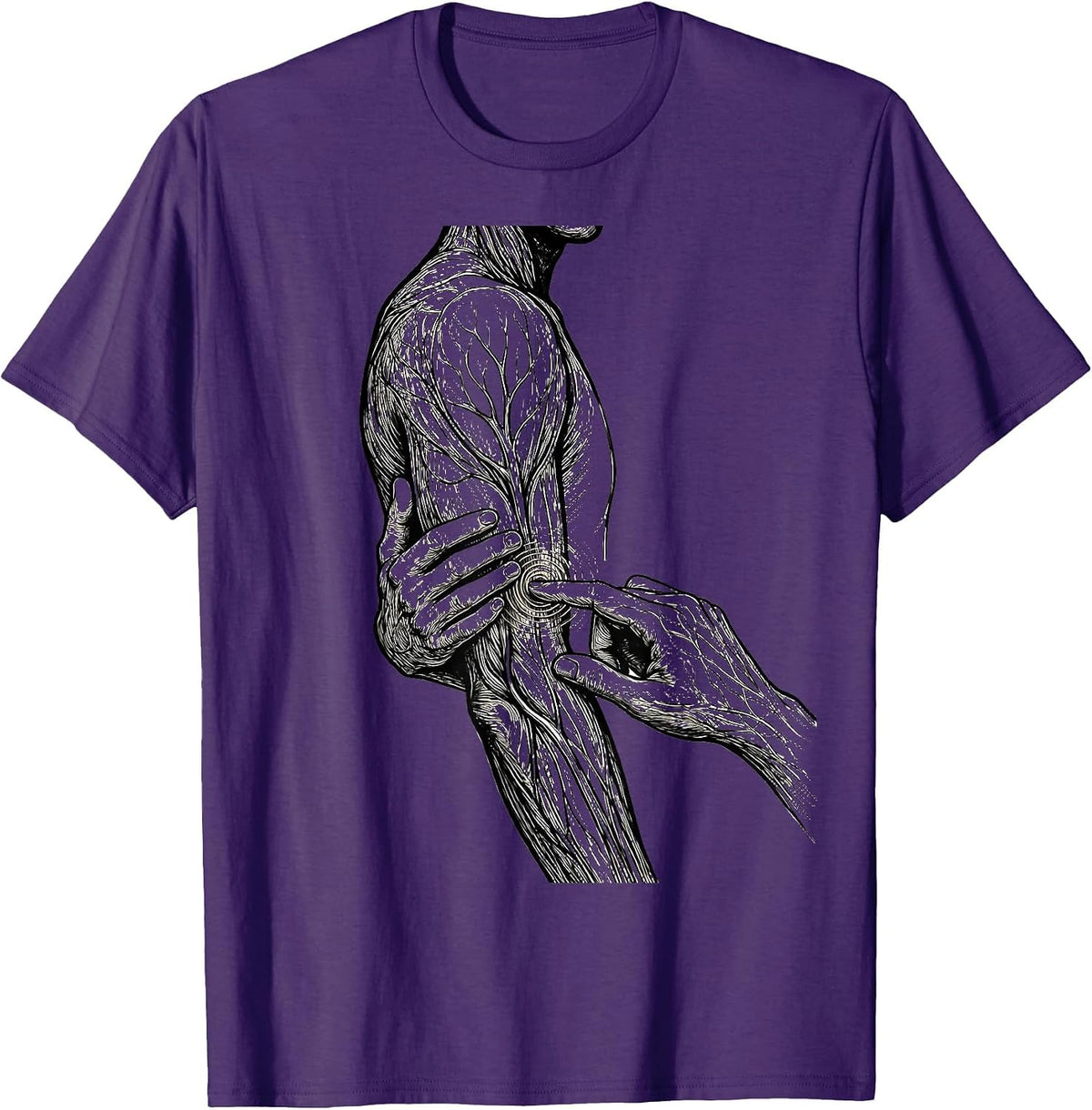 Anatomical Lines Massage Therapist Line Art Occupational T-Shirt - Purple